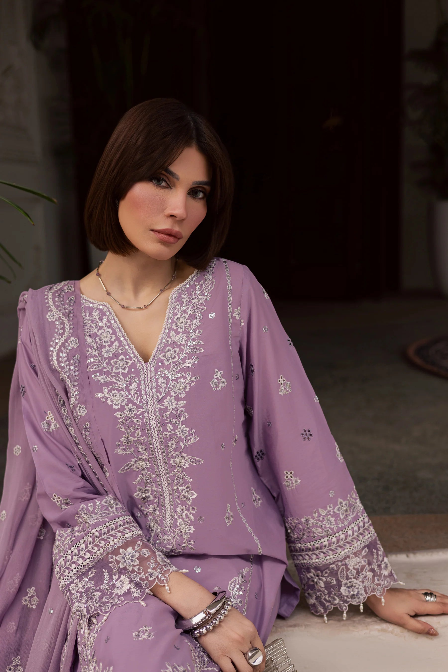 Banafsh 3Pc Festive Embroidered Dress