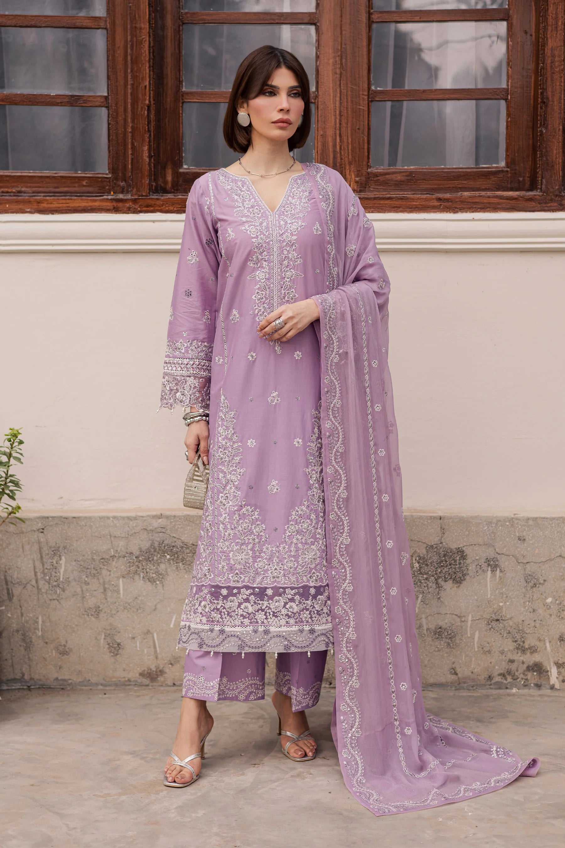 Banafsh 3Pc Festive Embroidered Dress