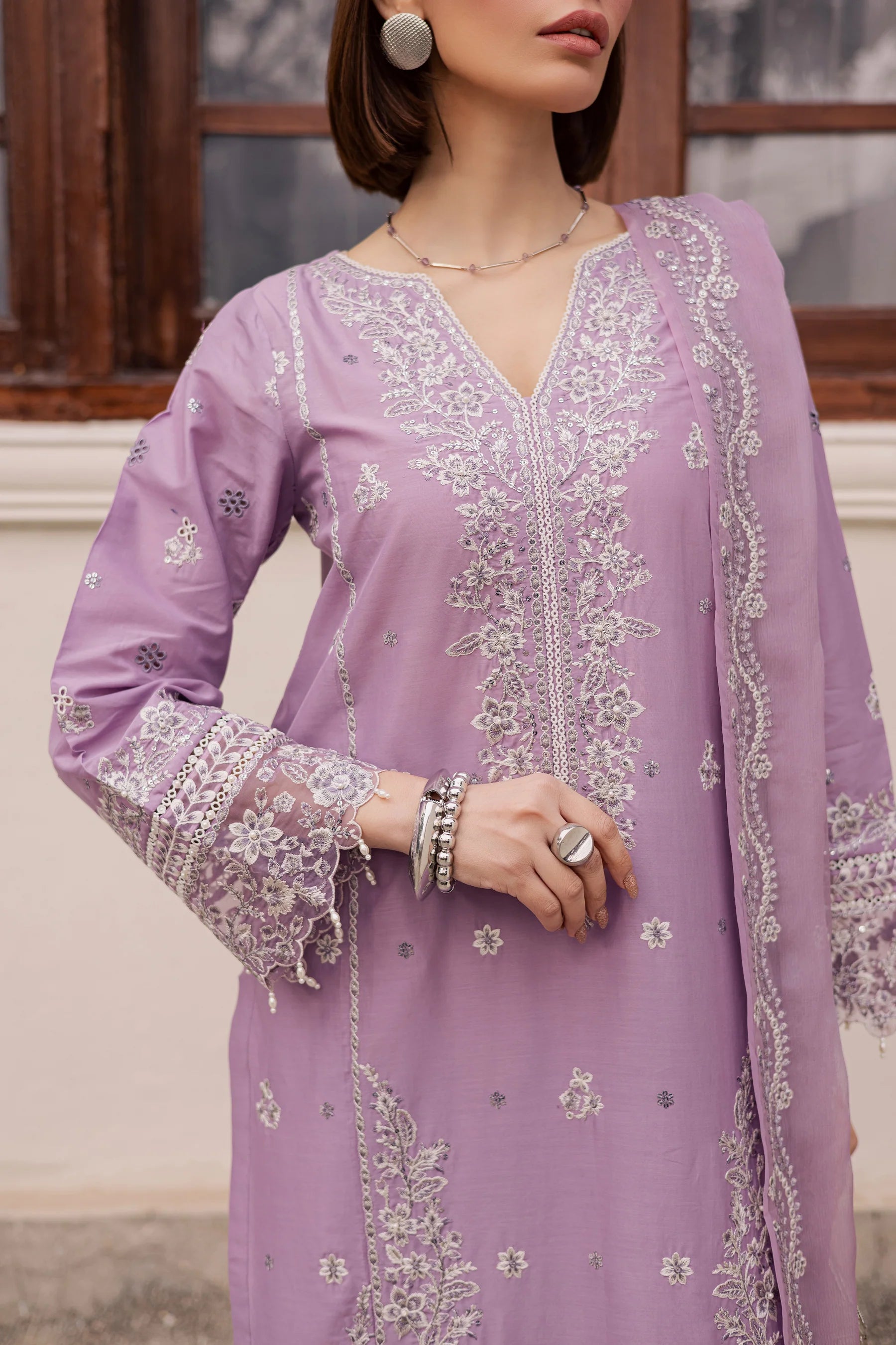 Banafsh 3Pc Festive Embroidered Dress