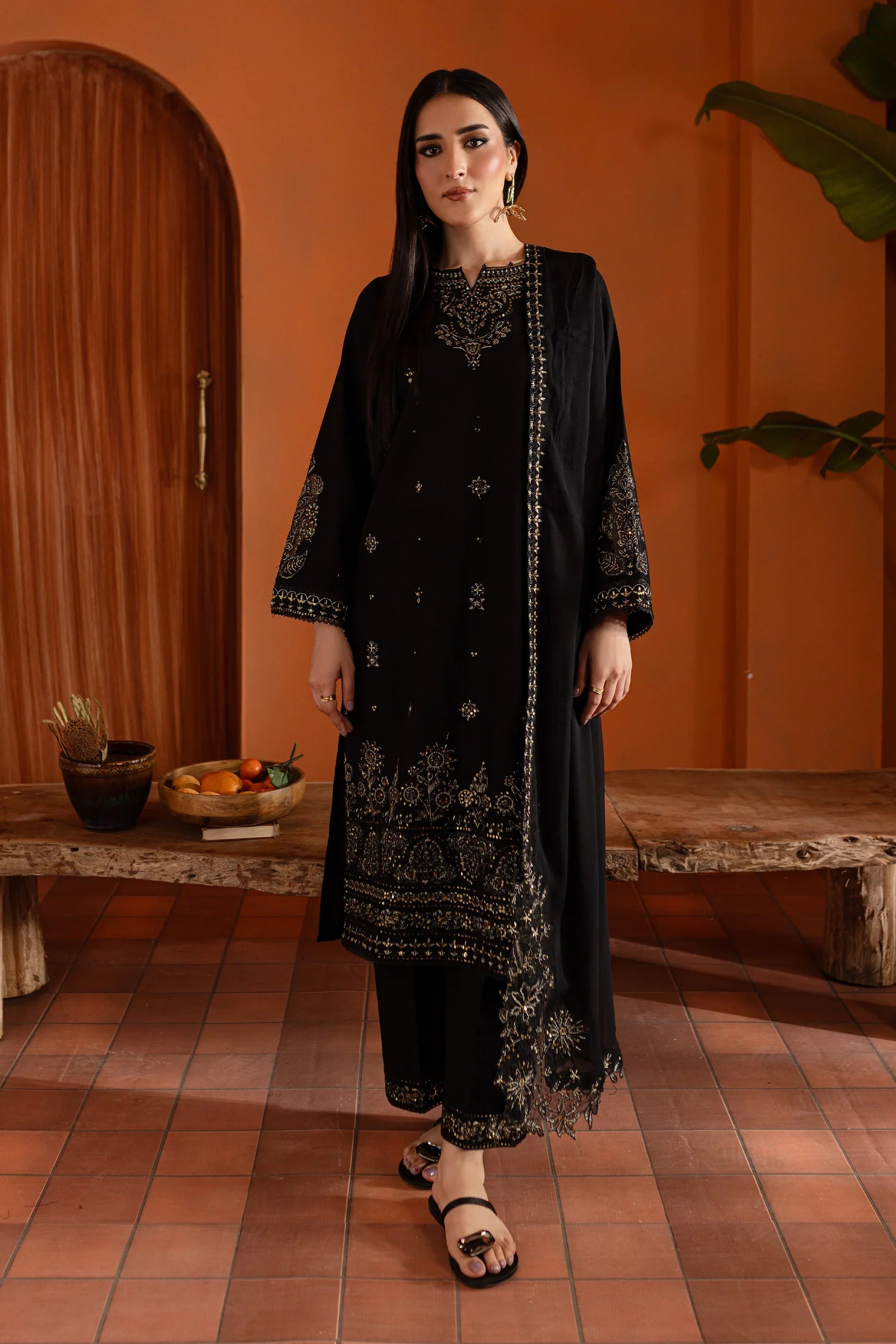 Black Magisk 3Pc Embroidered Dress