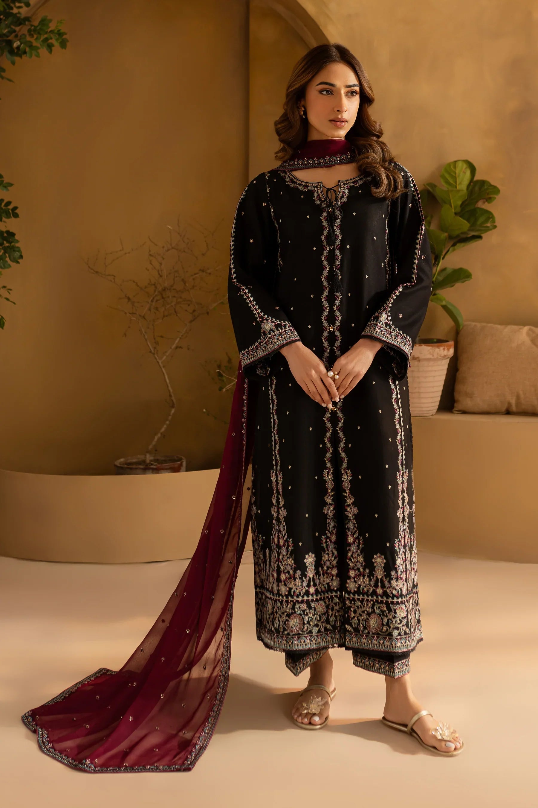 Dusk 3Pc Embroidered Dress