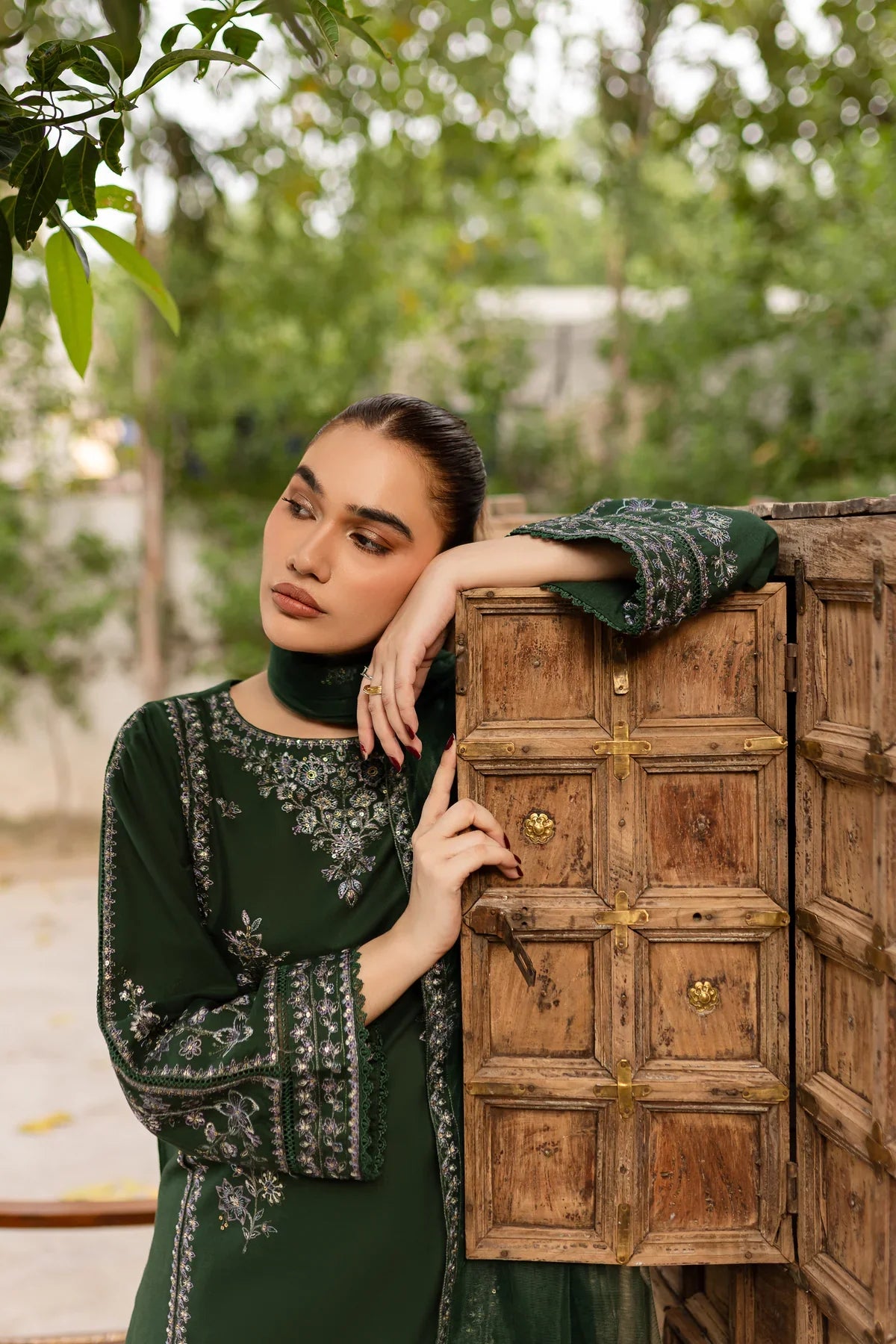 Ever Green 3Pc - Embroidered Dress