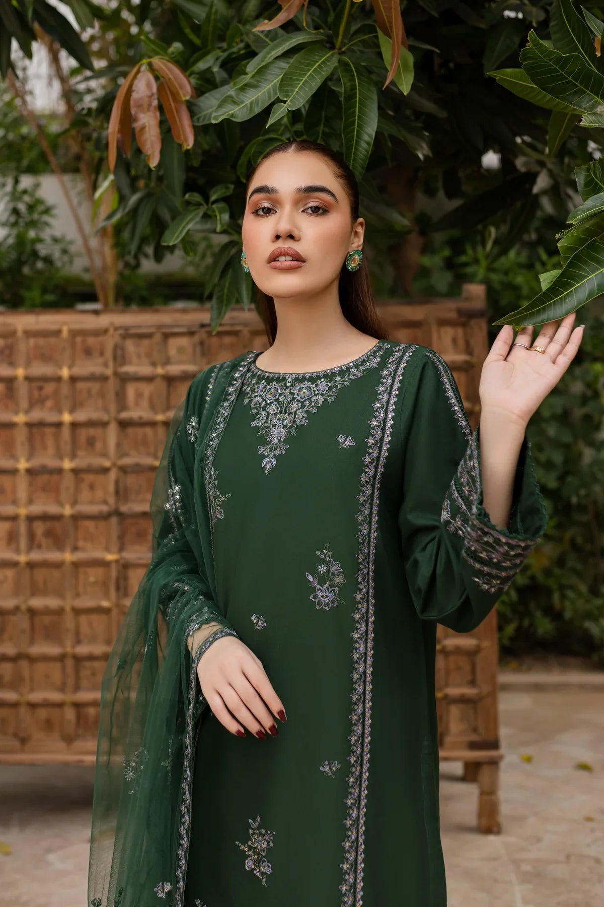Ever Green 3Pc - Embroidered Dress