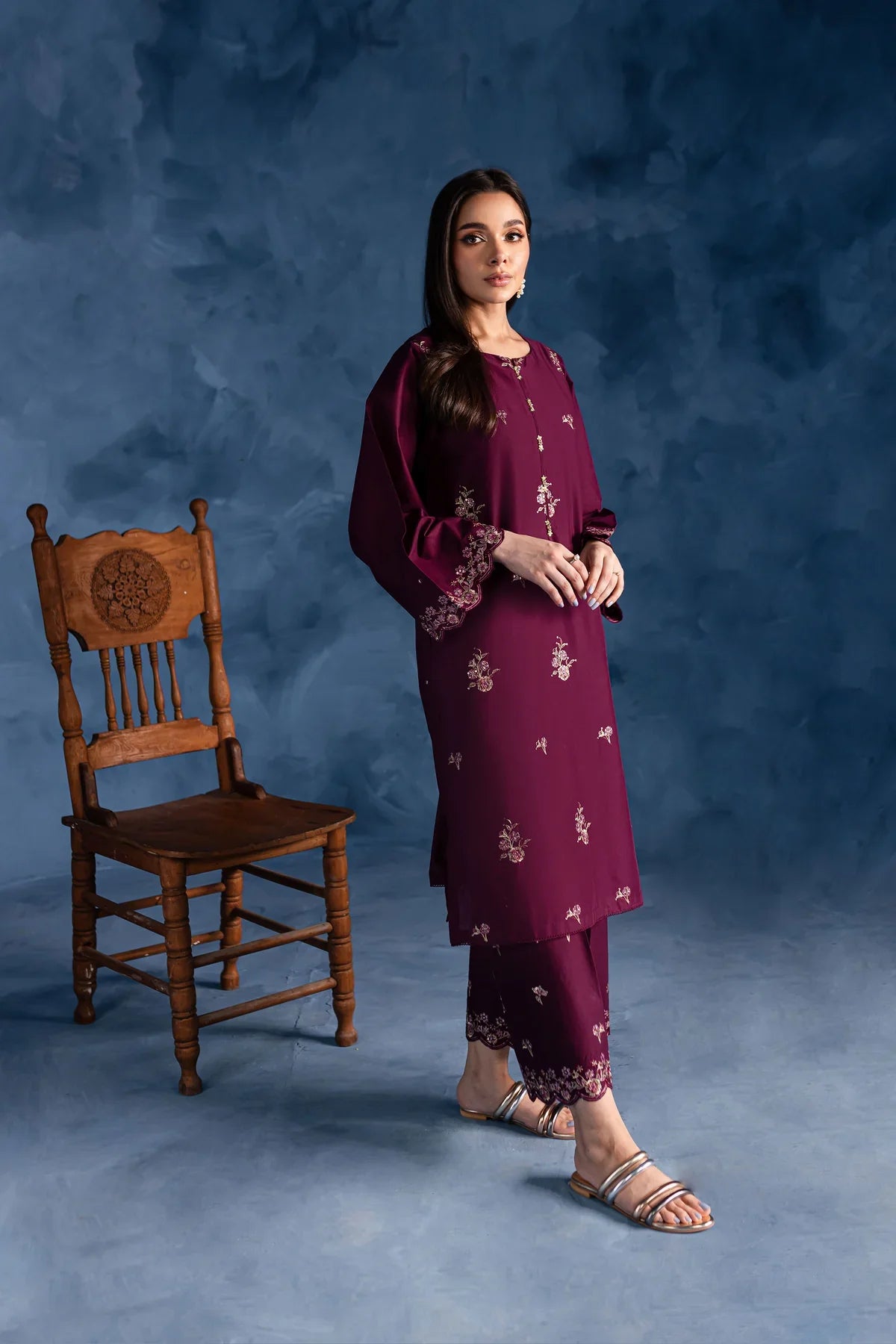 Florid 2Pc Embroidered Dress
