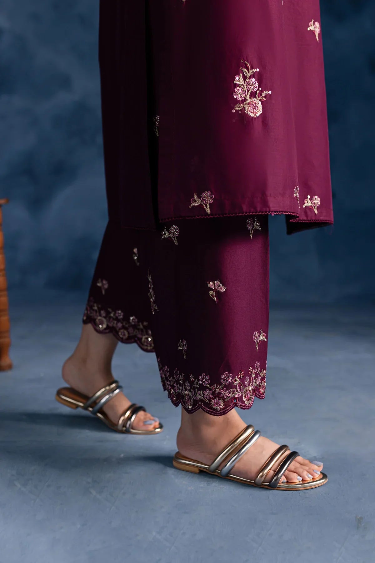 Florid 2Pc Embroidered Dress