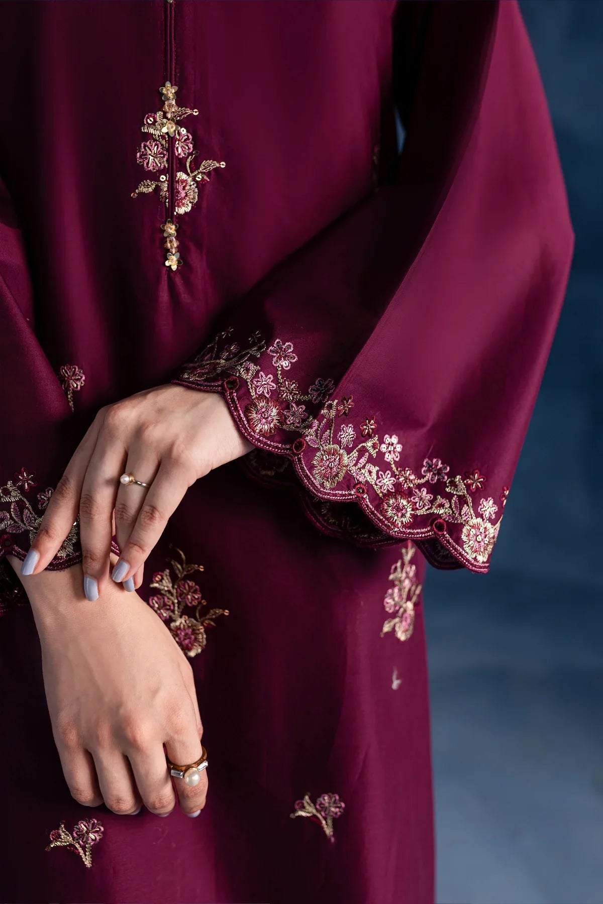 Florid 2Pc Embroidered Dress