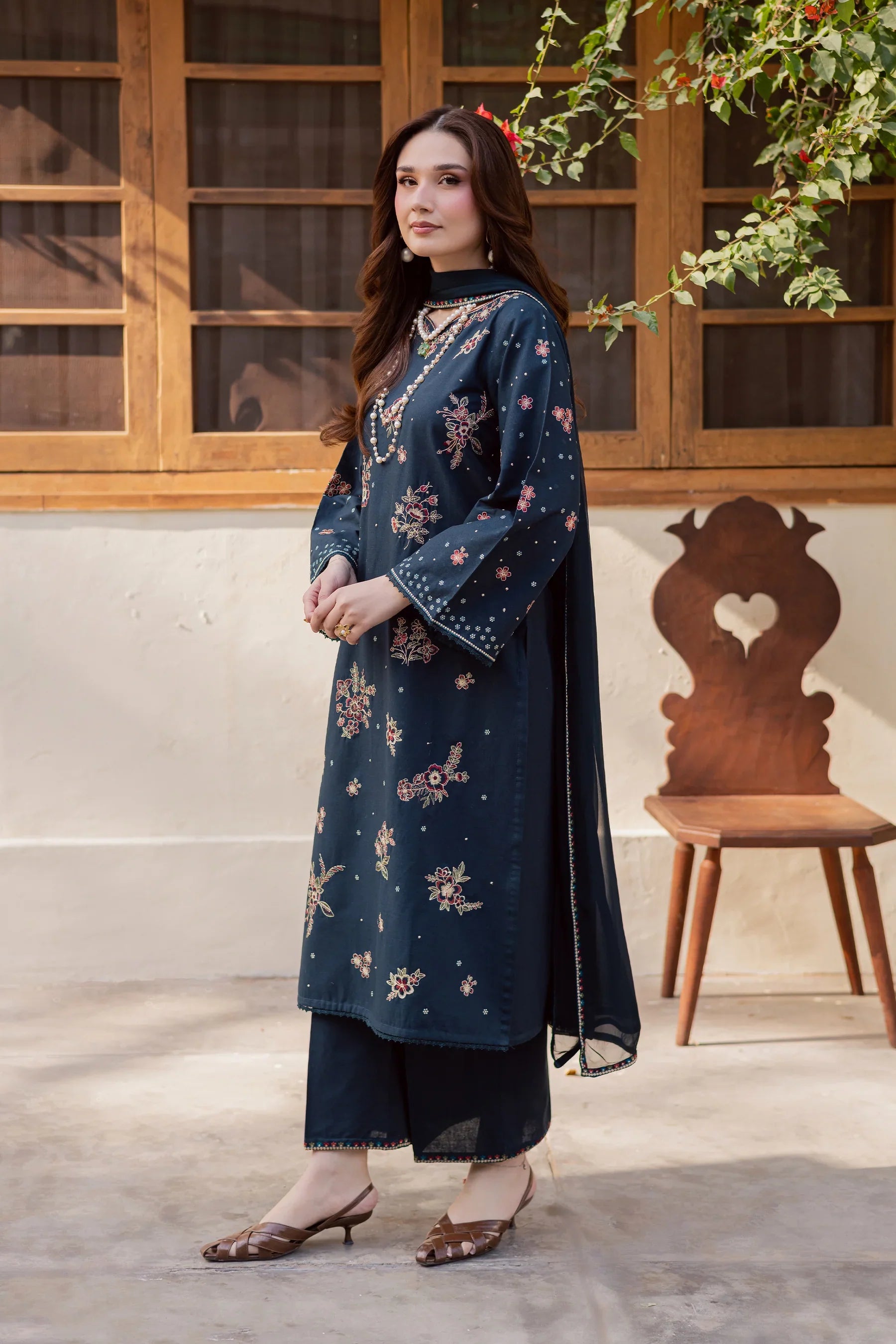 Gold Ocean 3Pc Embroidered Dress