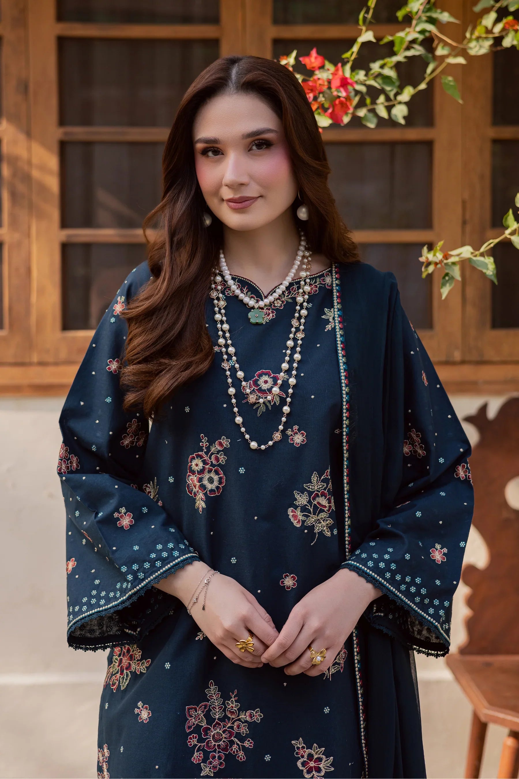 Gold Ocean 3Pc Embroidered Dress