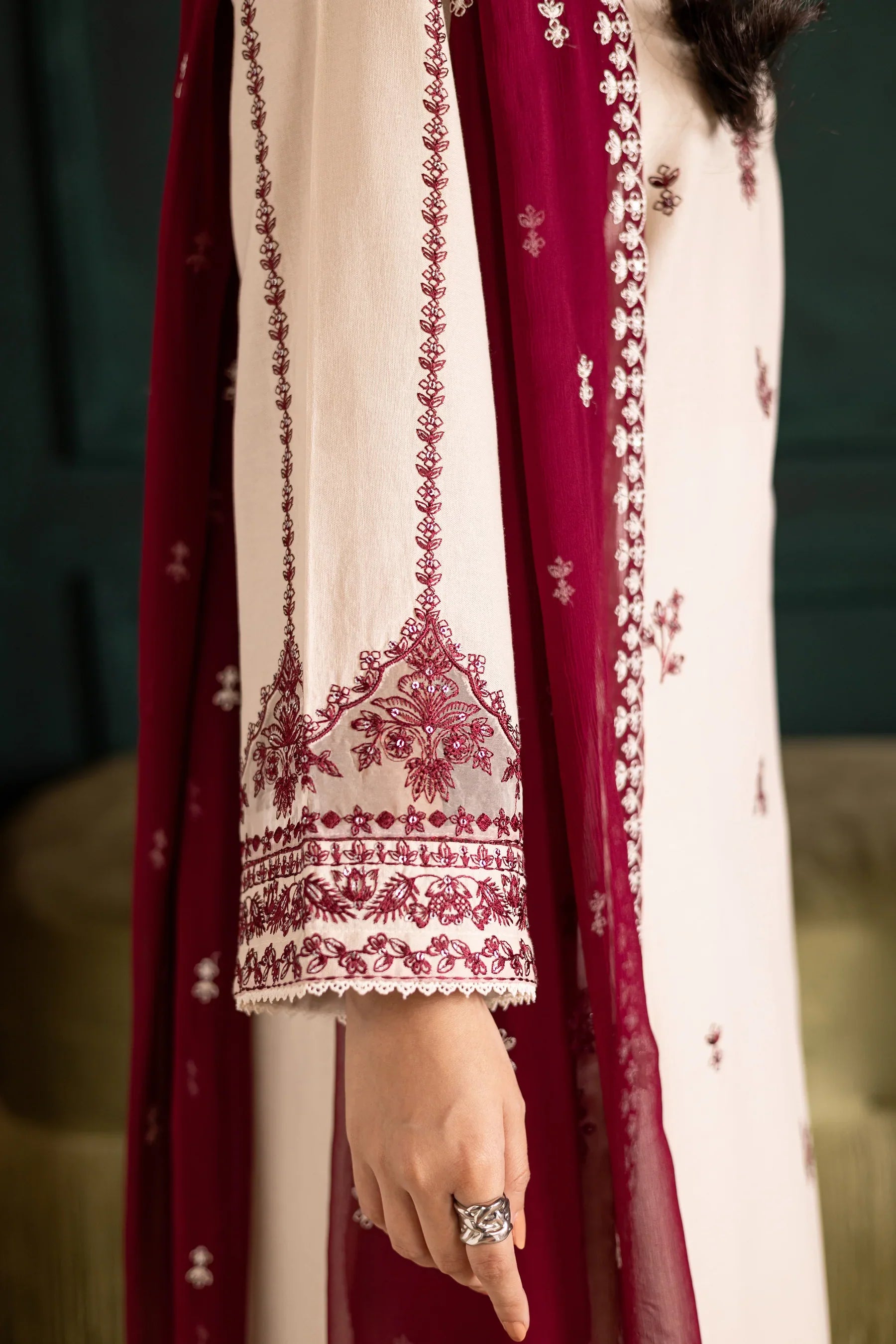 Ivory Rua 3Pc Embroidered Dress