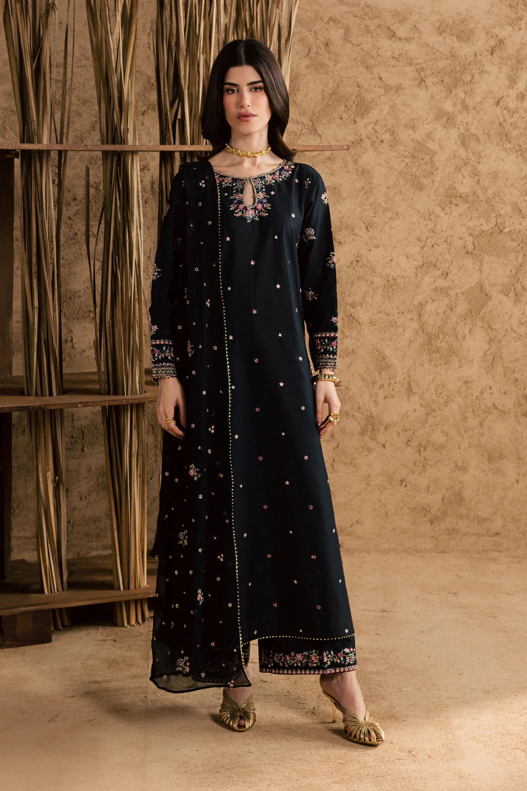 Johana 3Pc Festive Embroidered Dress