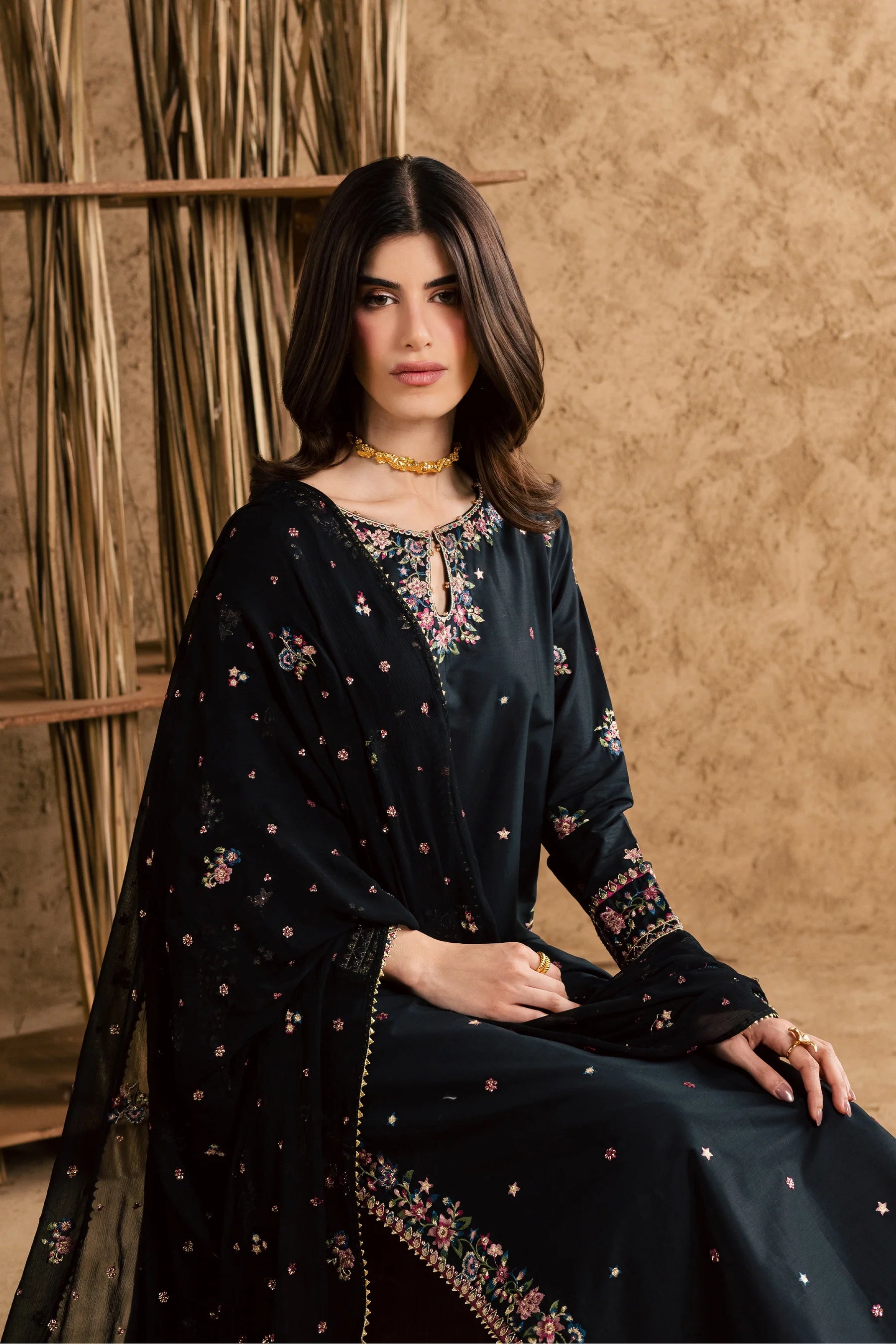 Johana 3Pc Festive Embroidered Dress
