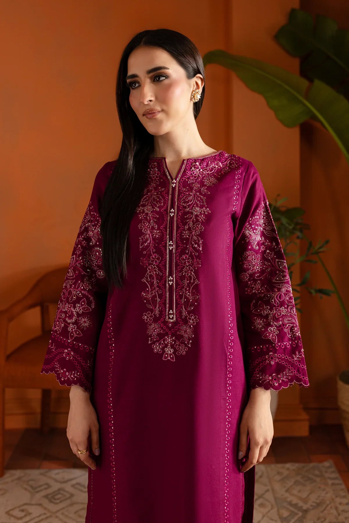 Magenta Luna 2Pc Embroidered Dress