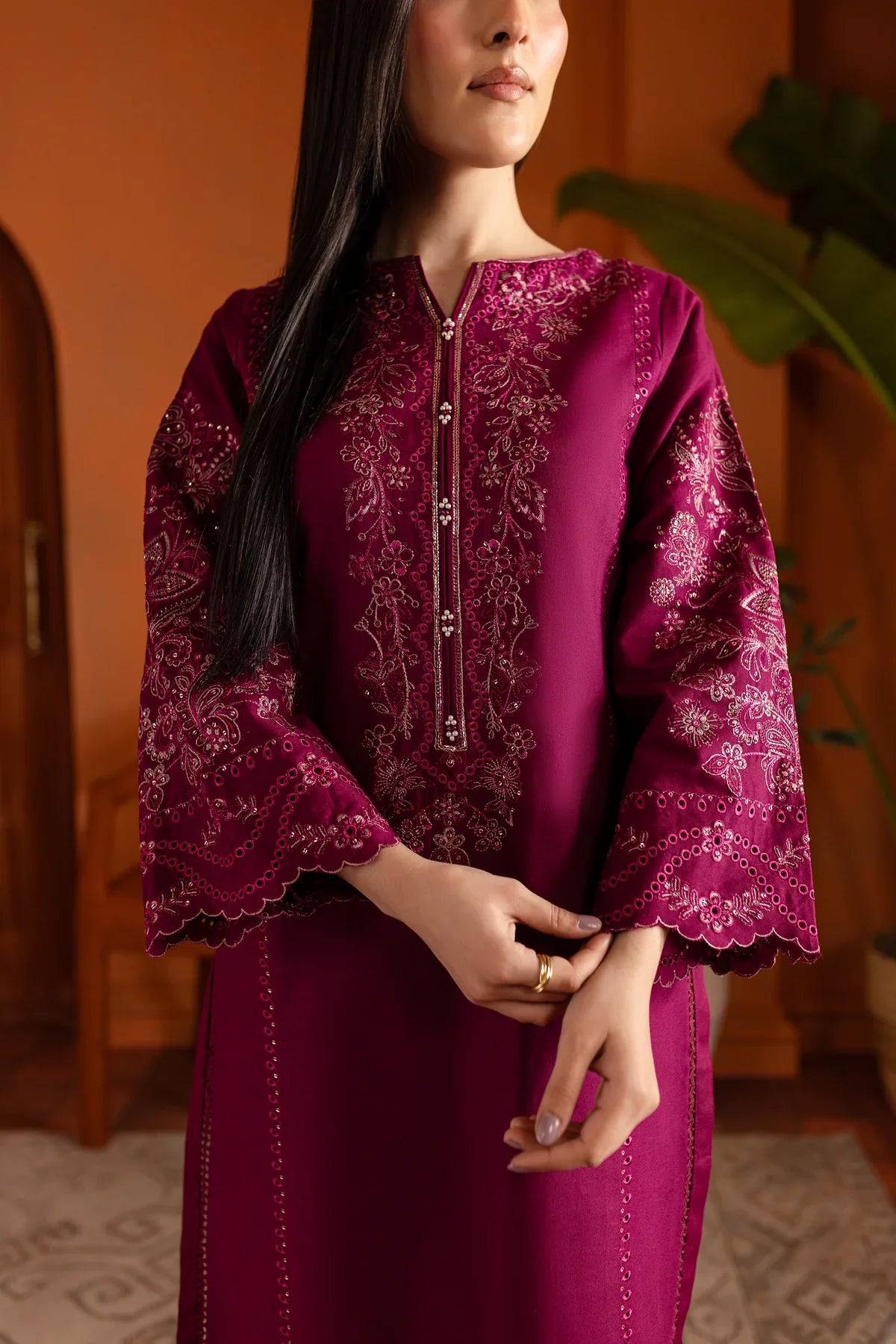 Magenta Luna 2Pc Embroidered Dress