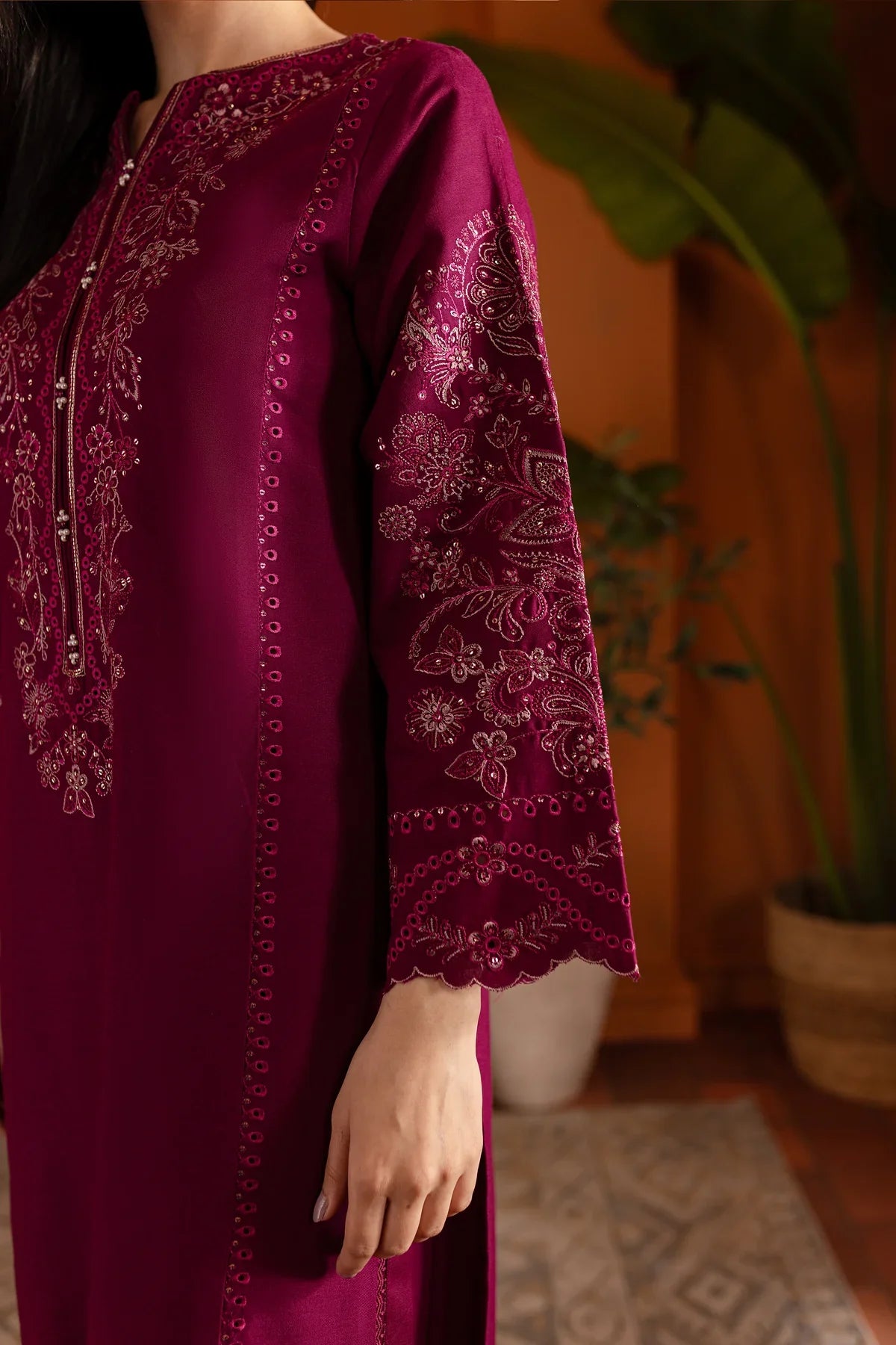 Magenta Luna 2Pc Embroidered Dress