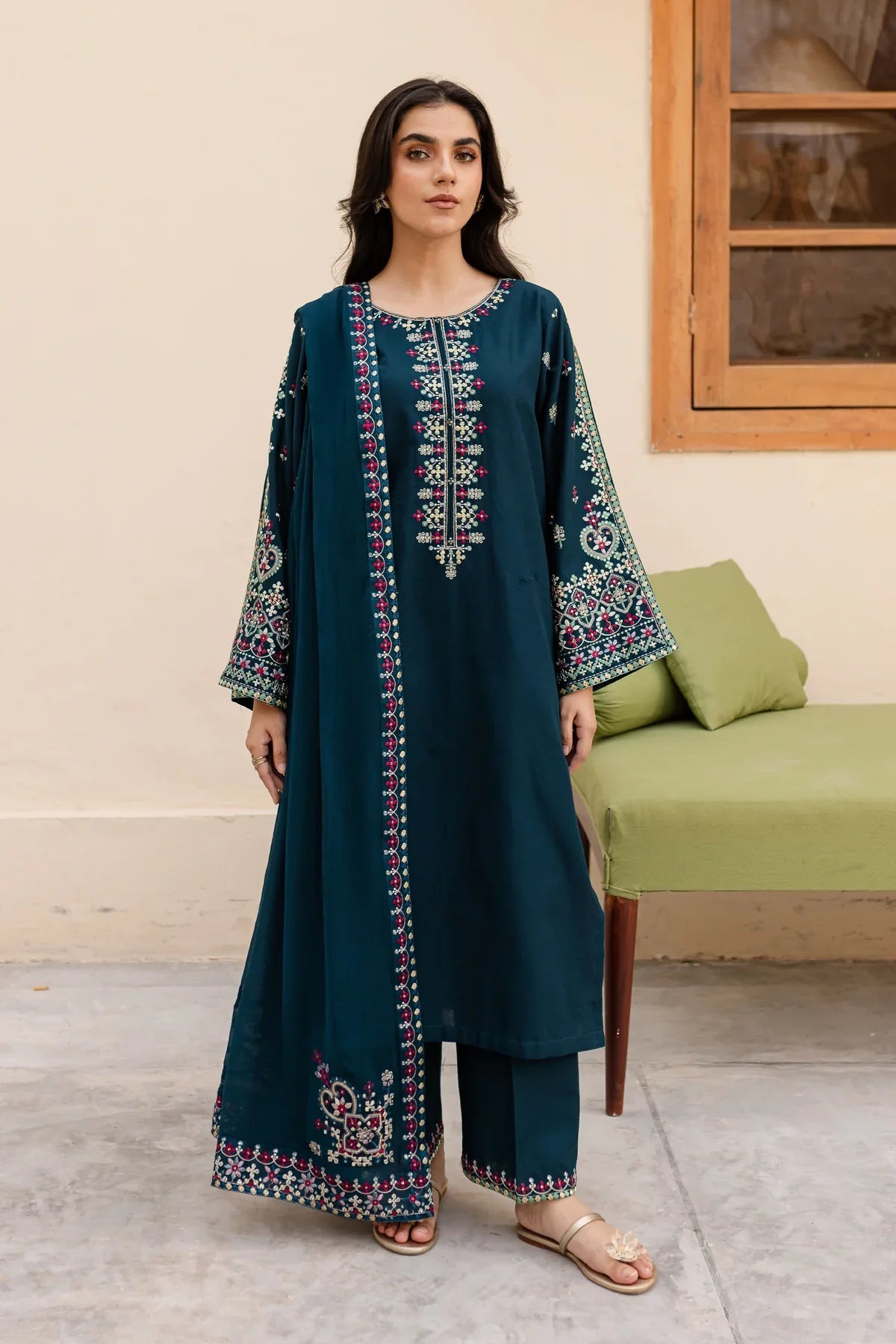 Nihan 3Pc Embroidered Dress