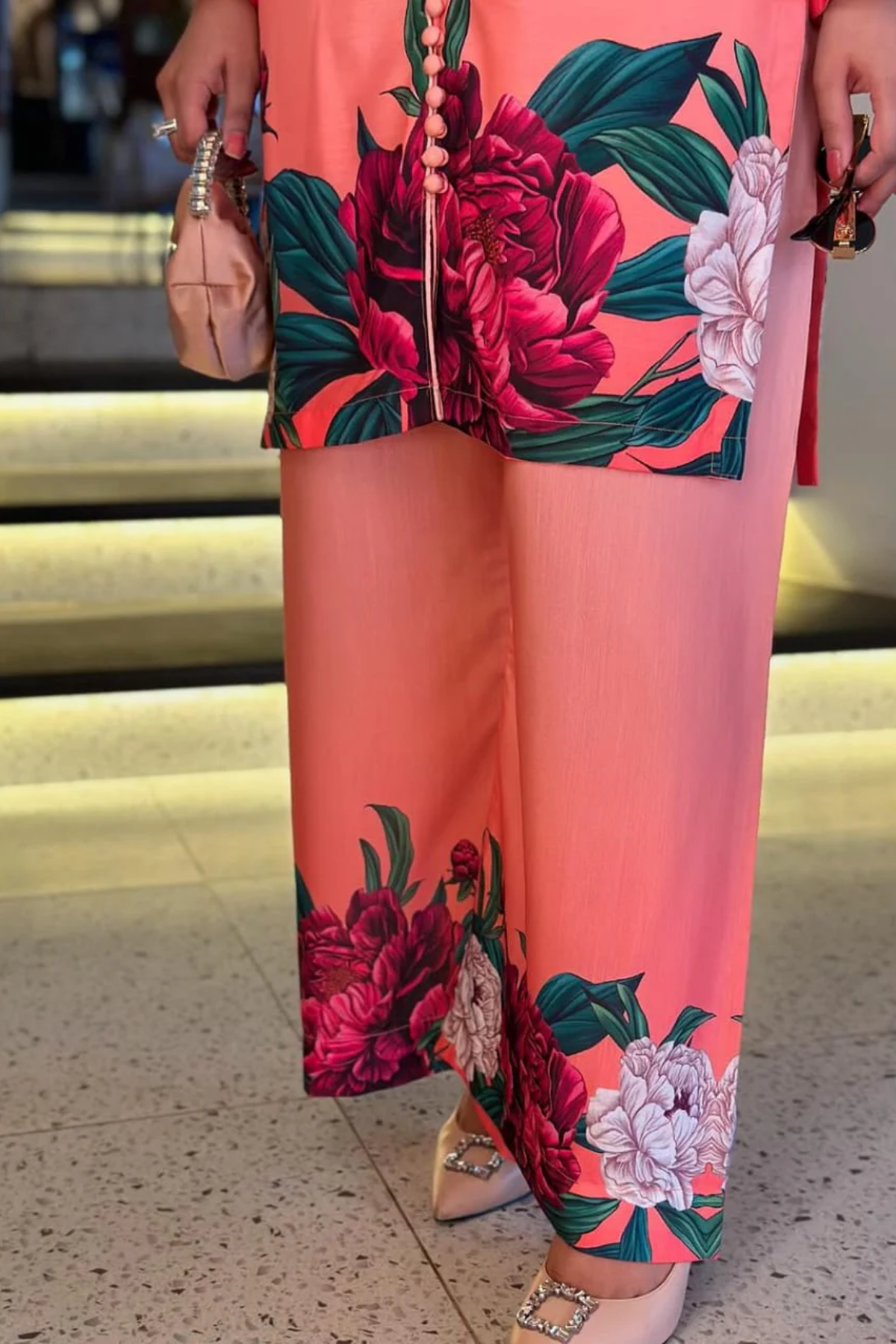 Peach Flower 2Pc Dress