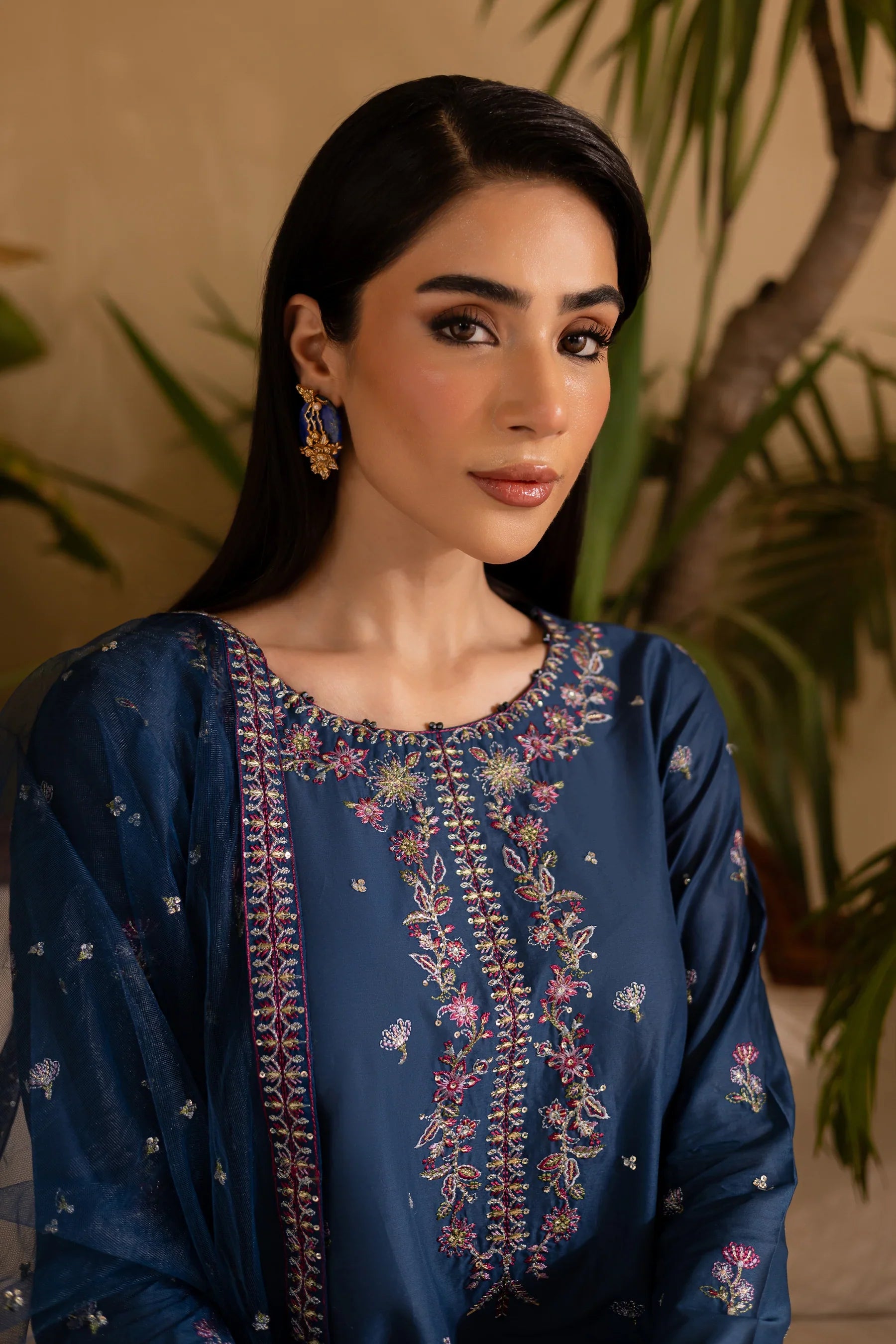 Perk 3Pc Embroidered Solid Dress