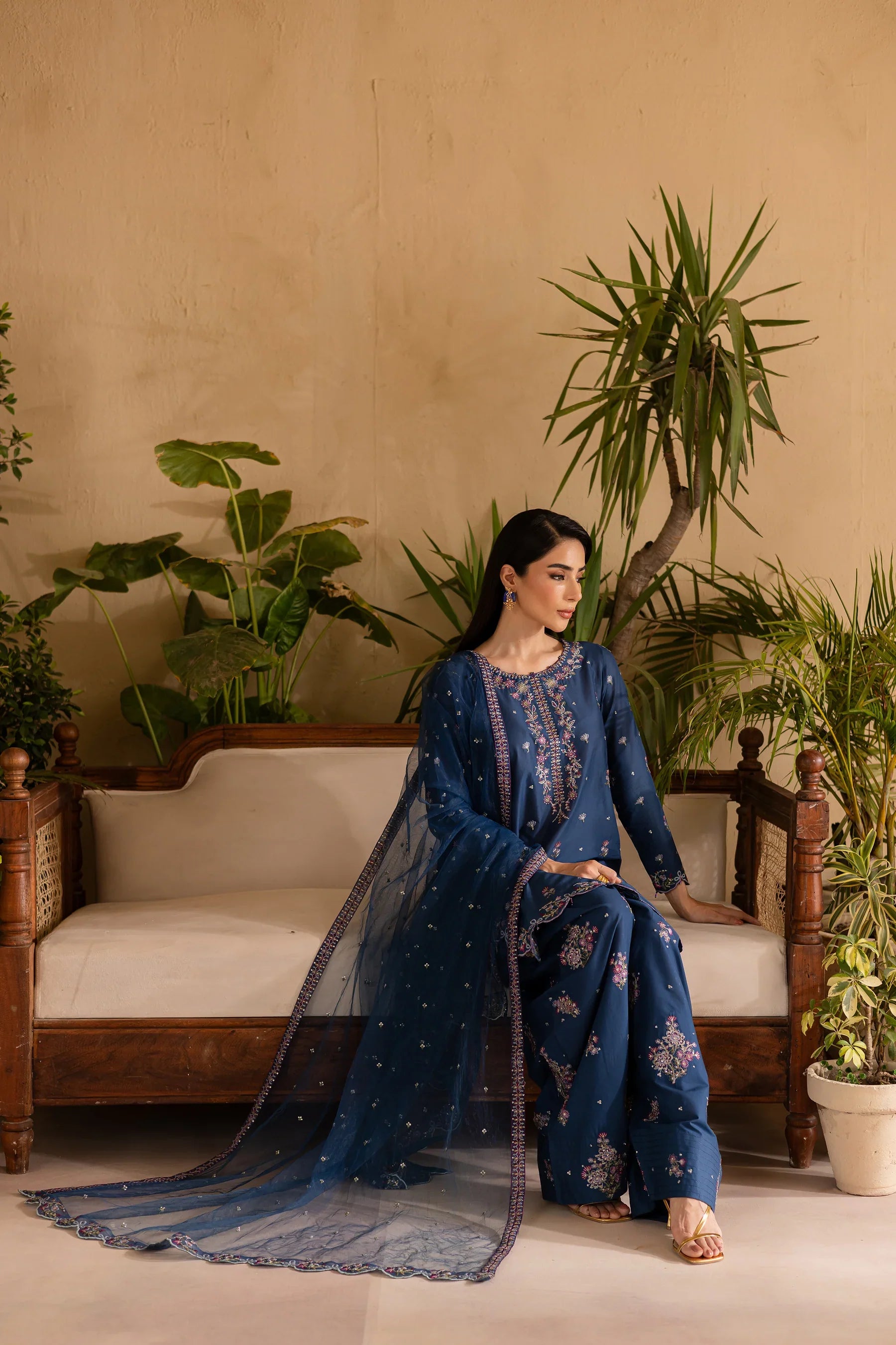 Perk 3Pc Embroidered Solid Dress