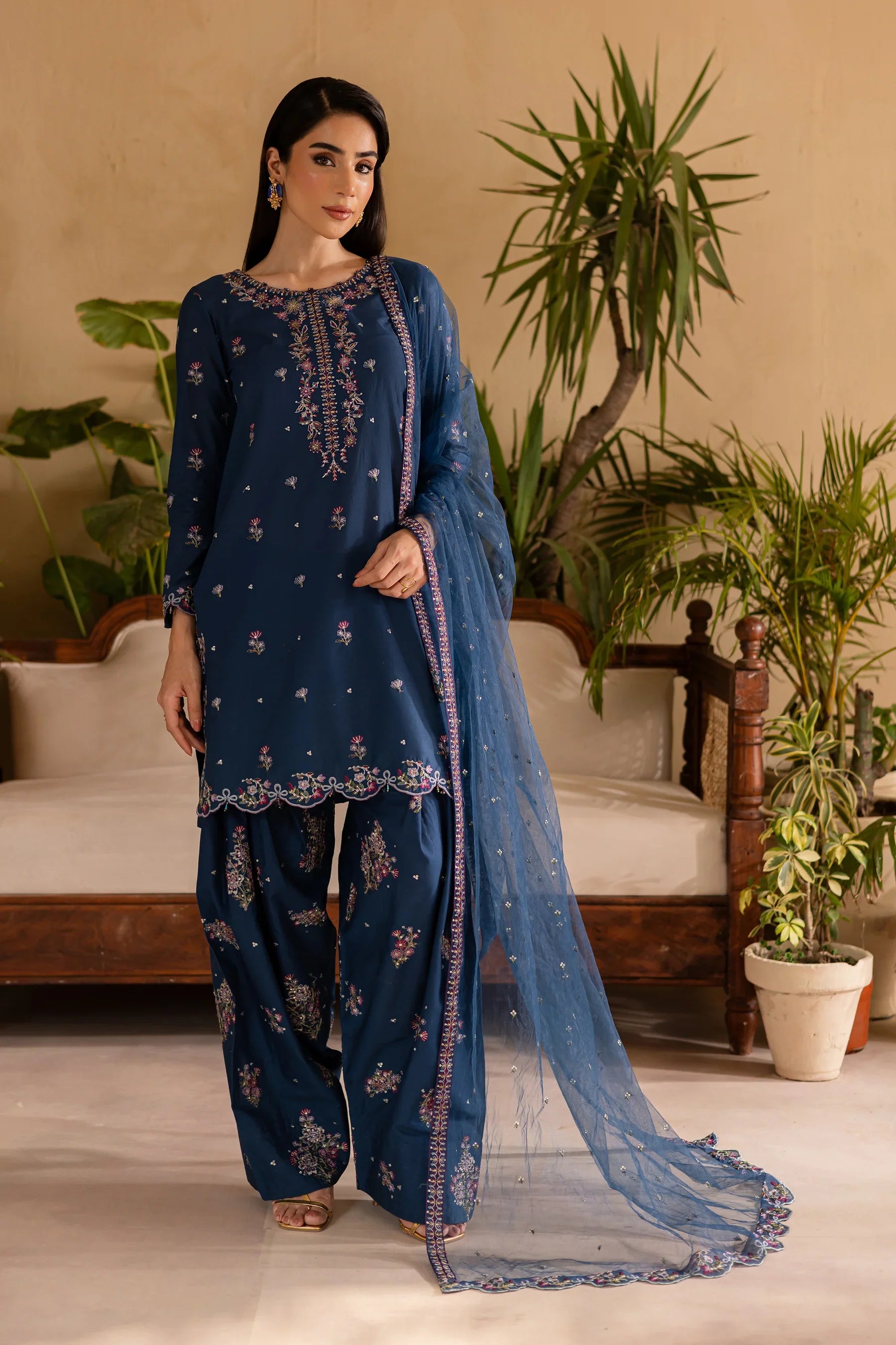 Perk 3Pc Embroidered Solid Dress