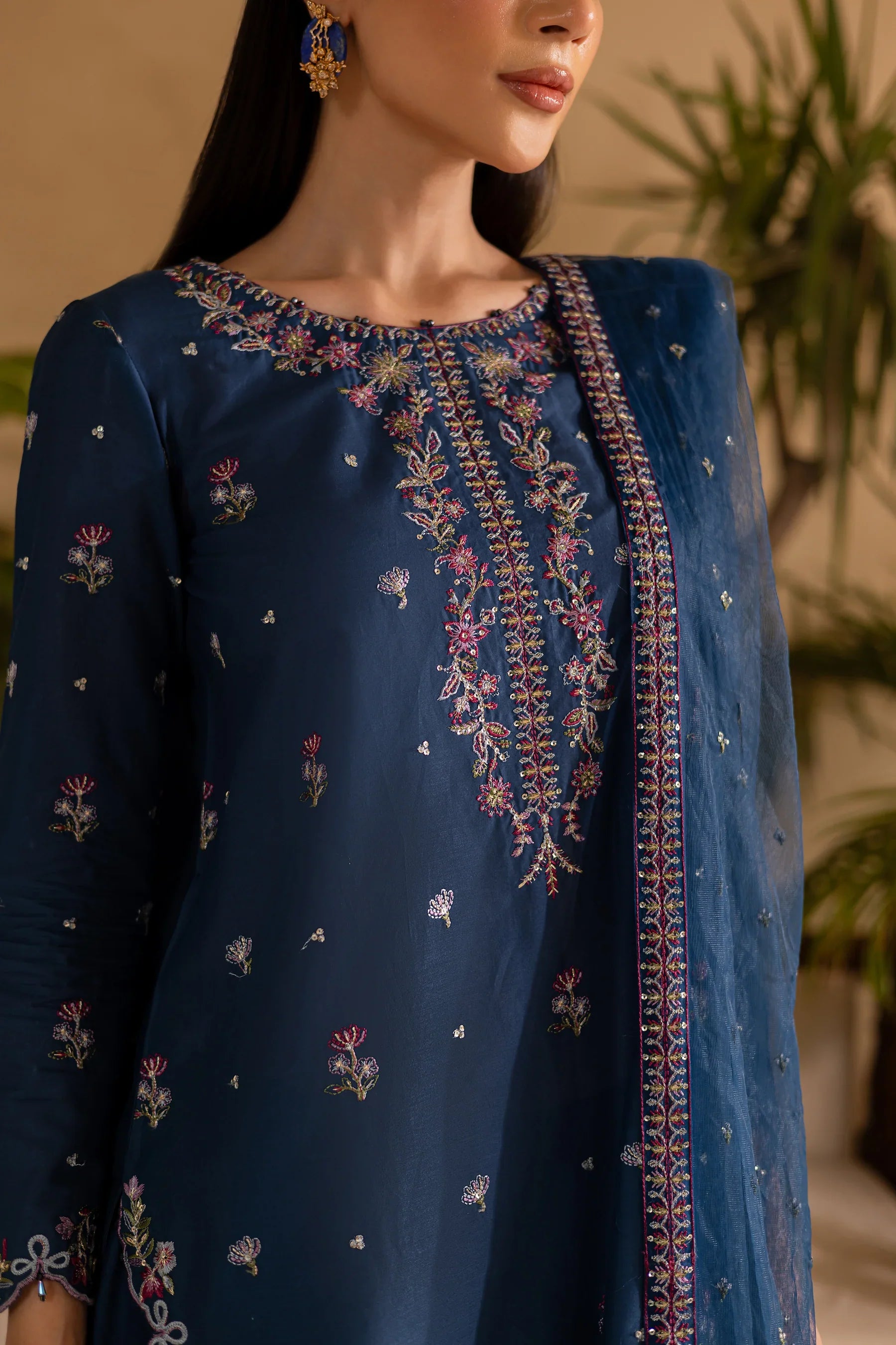Perk 3Pc Embroidered Solid Dress