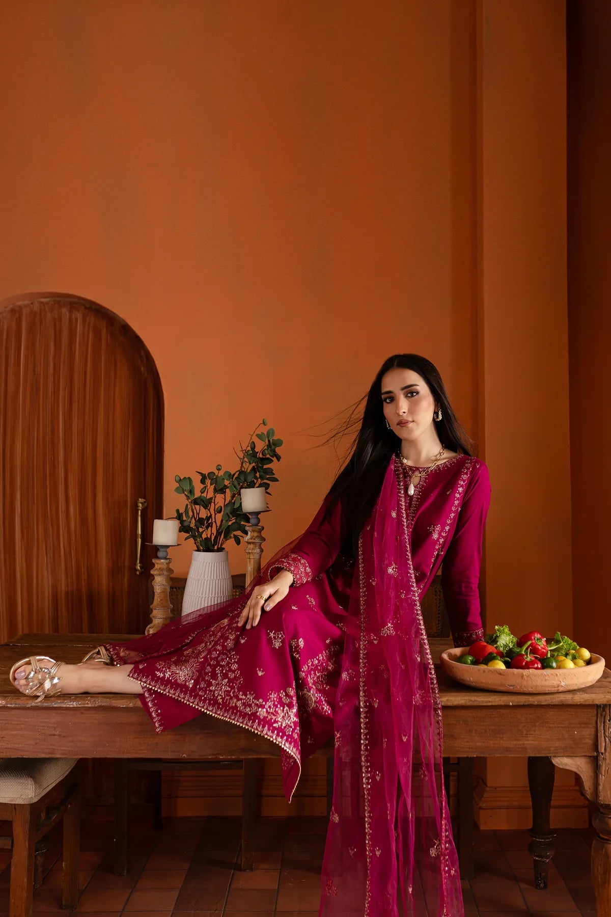 Pink Jam 3Pc Embroidered Dress