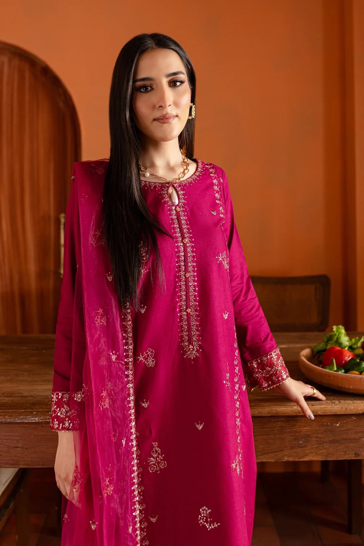 Pink Jam 3Pc Embroidered Dress
