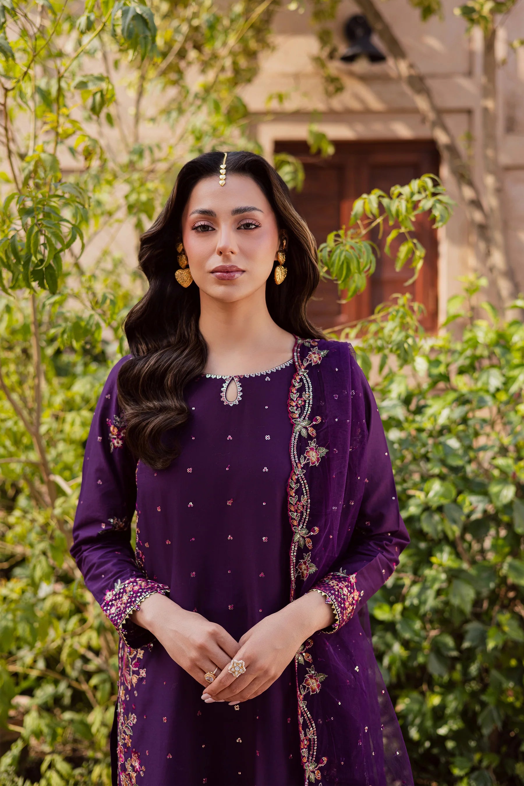 Pink Lavender 3Pc Festive Embroidered Dress