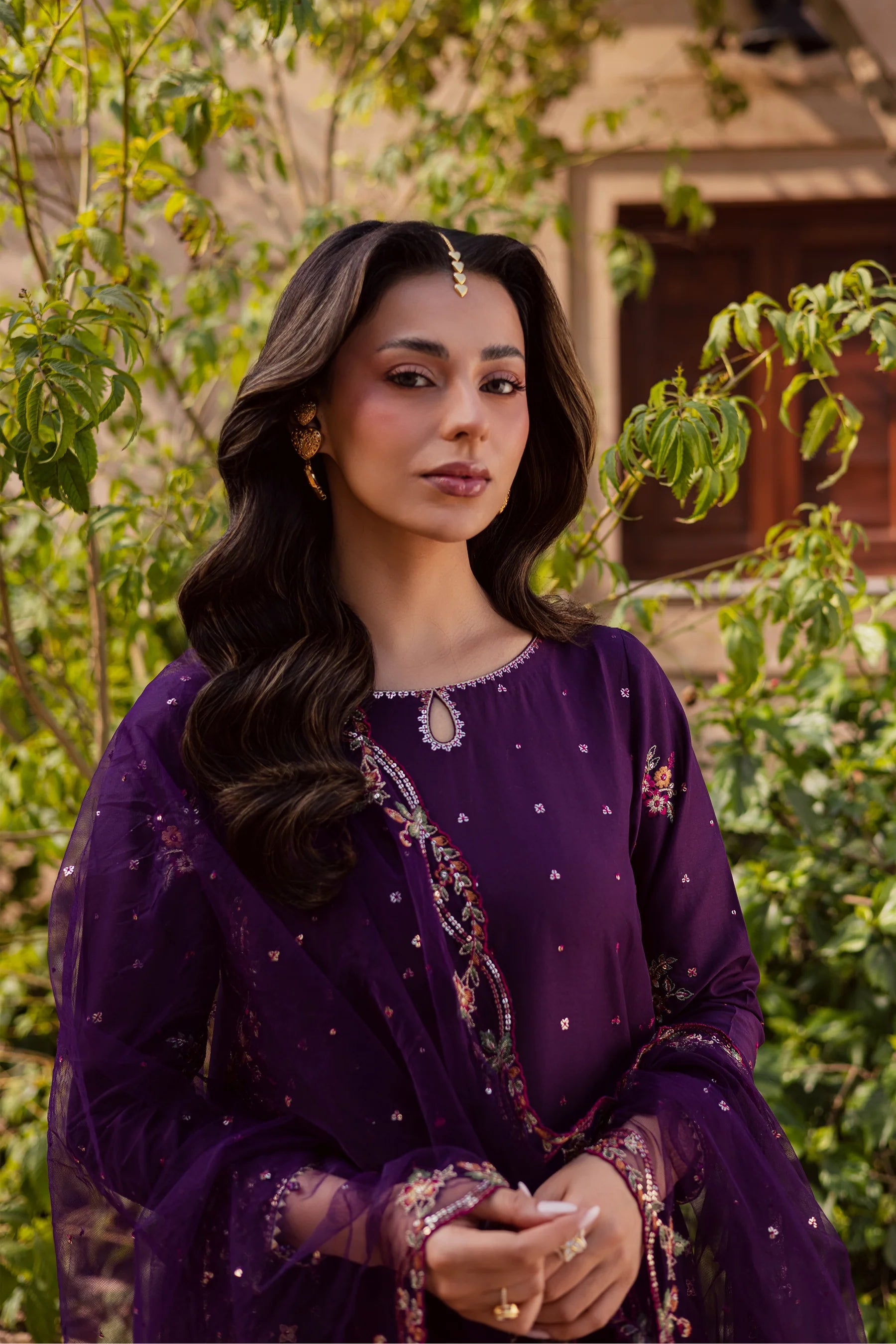 Pink Lavender 3Pc Festive Embroidered Dress