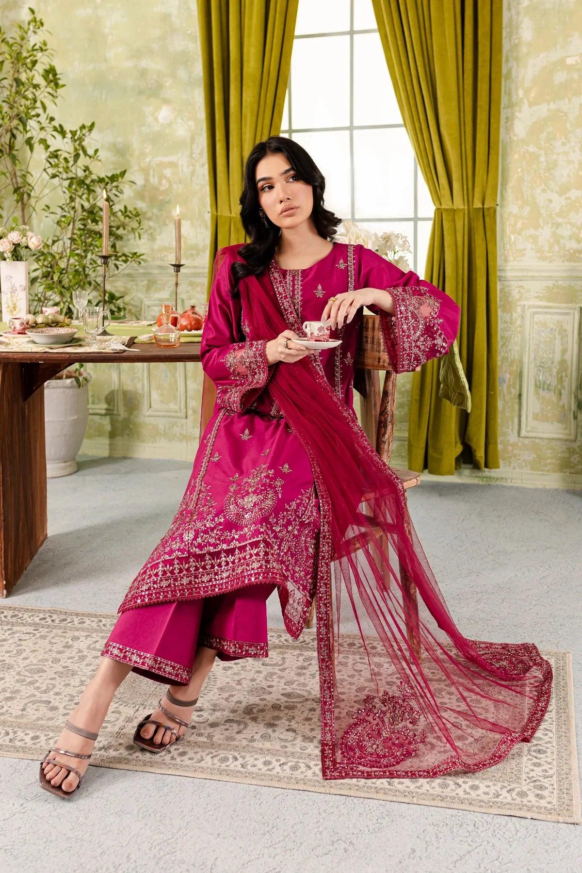 Polo 3Pc Embroidered Dress