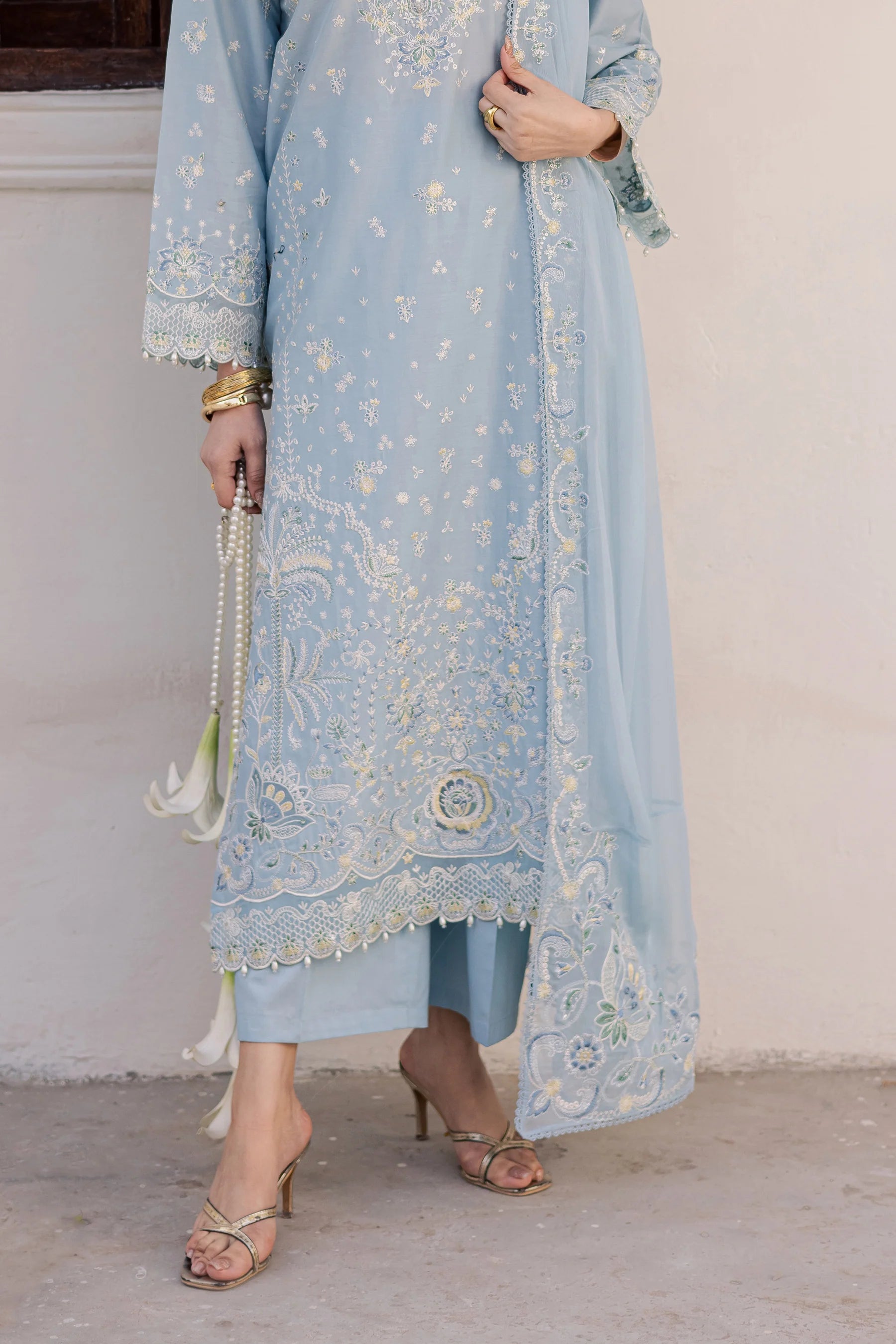 Prague 3Pc Festive Embroidered Dress