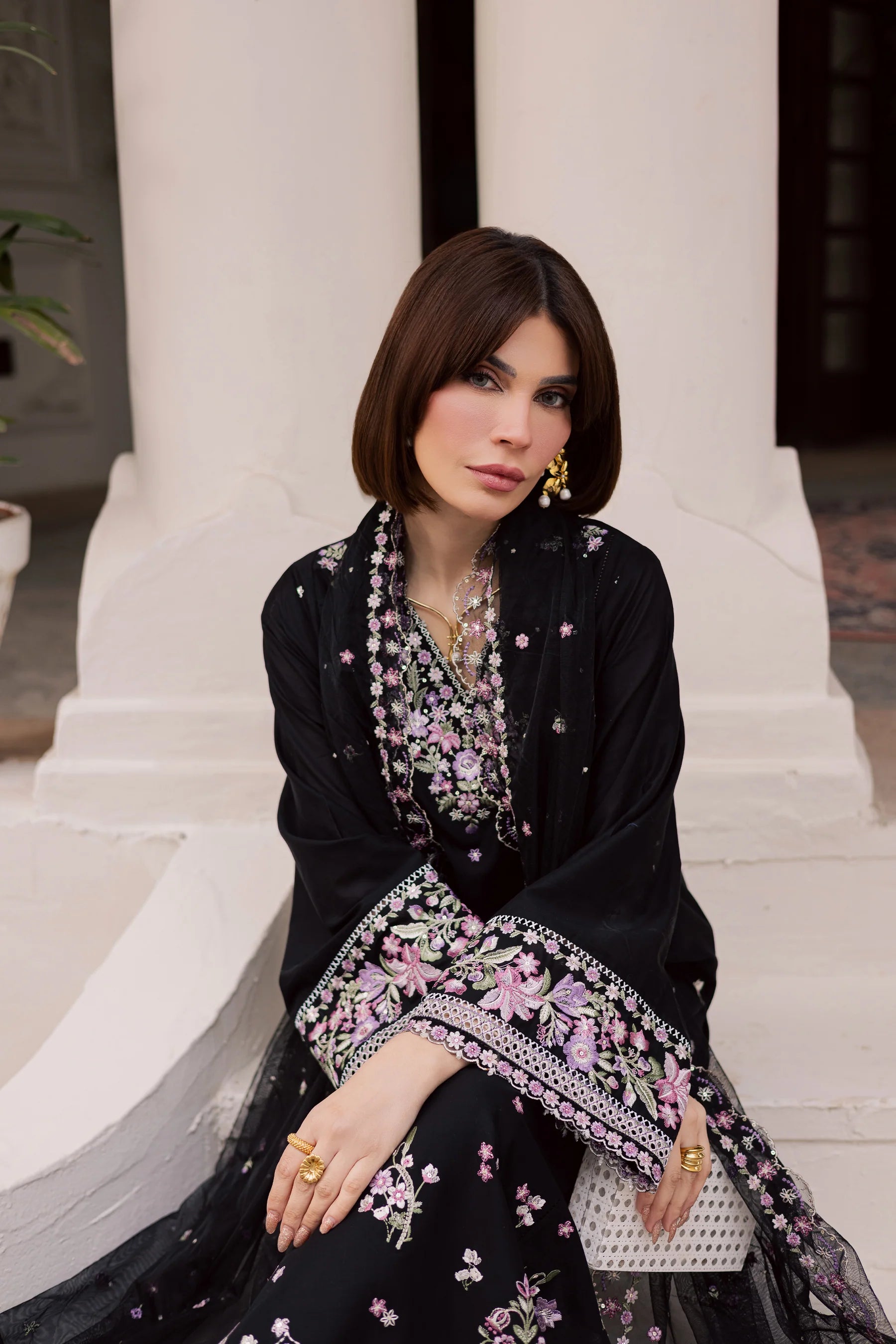 Raeqa 3Pc Festive Embroidered Dress