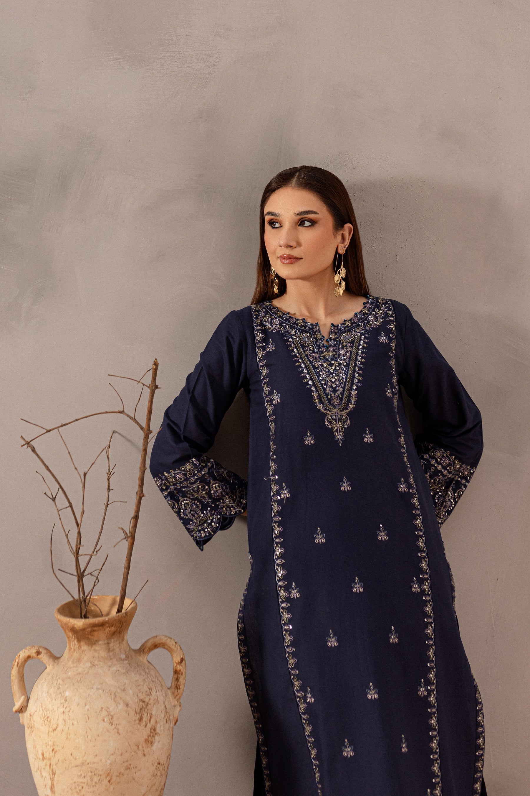 Rhea 2Pc Embroidered Dress