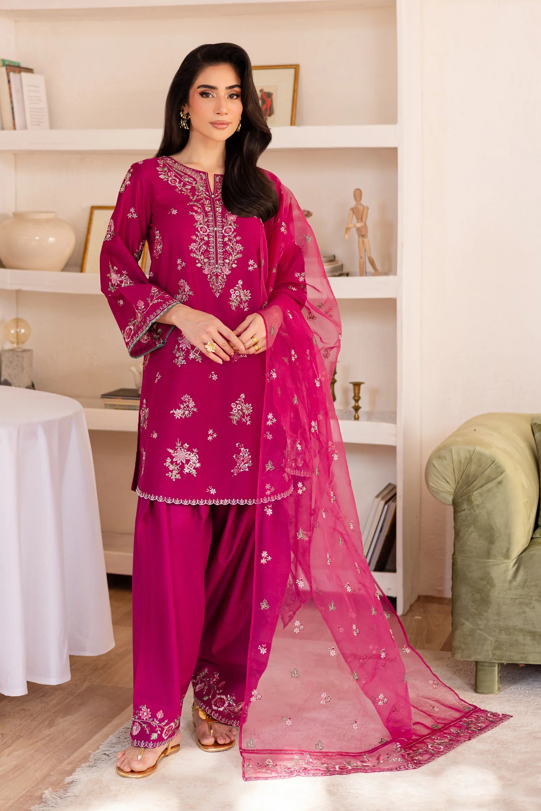 Rua 3Pc Embroidered Solid Dress