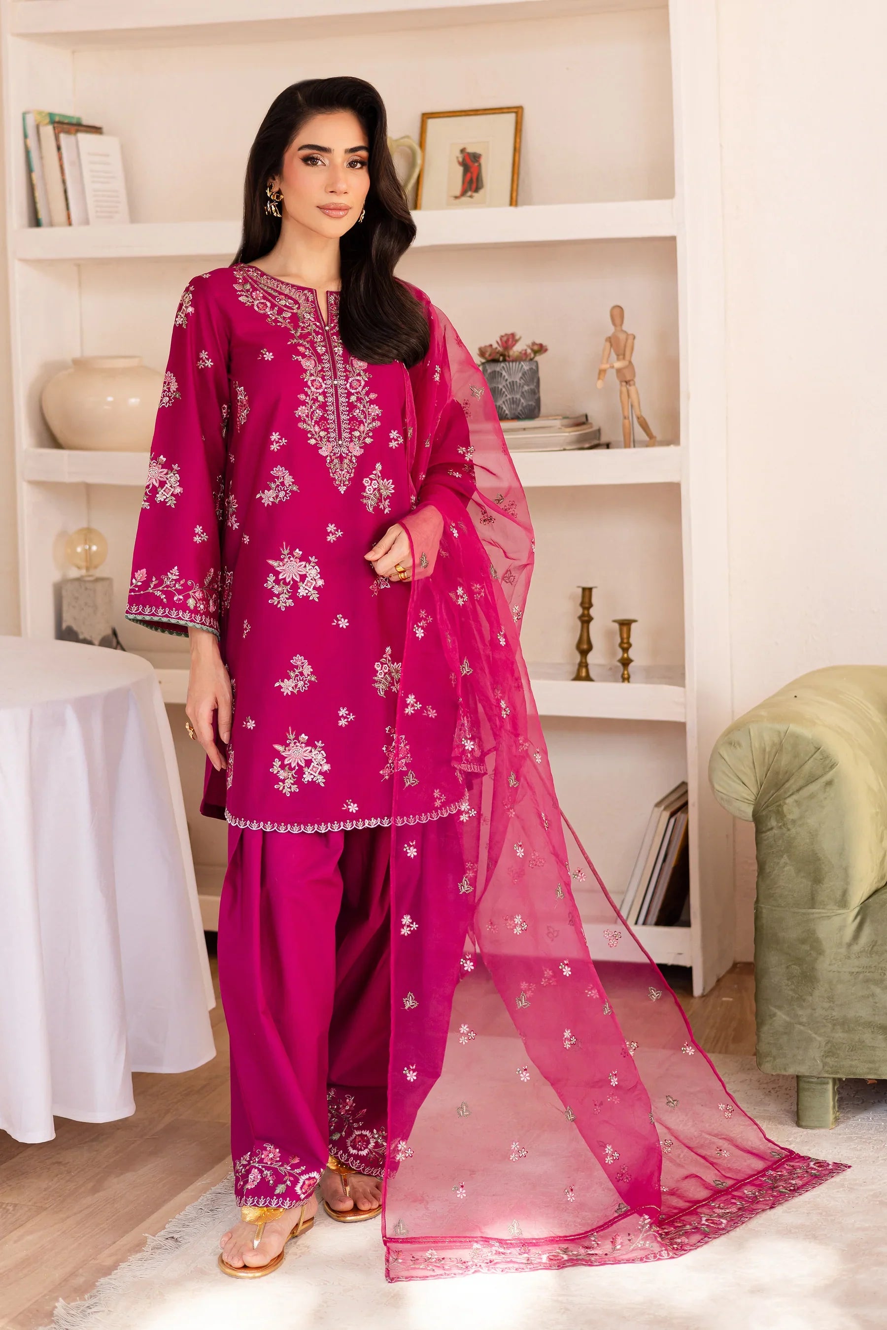 Rua 3Pc Embroidered Solid Dress