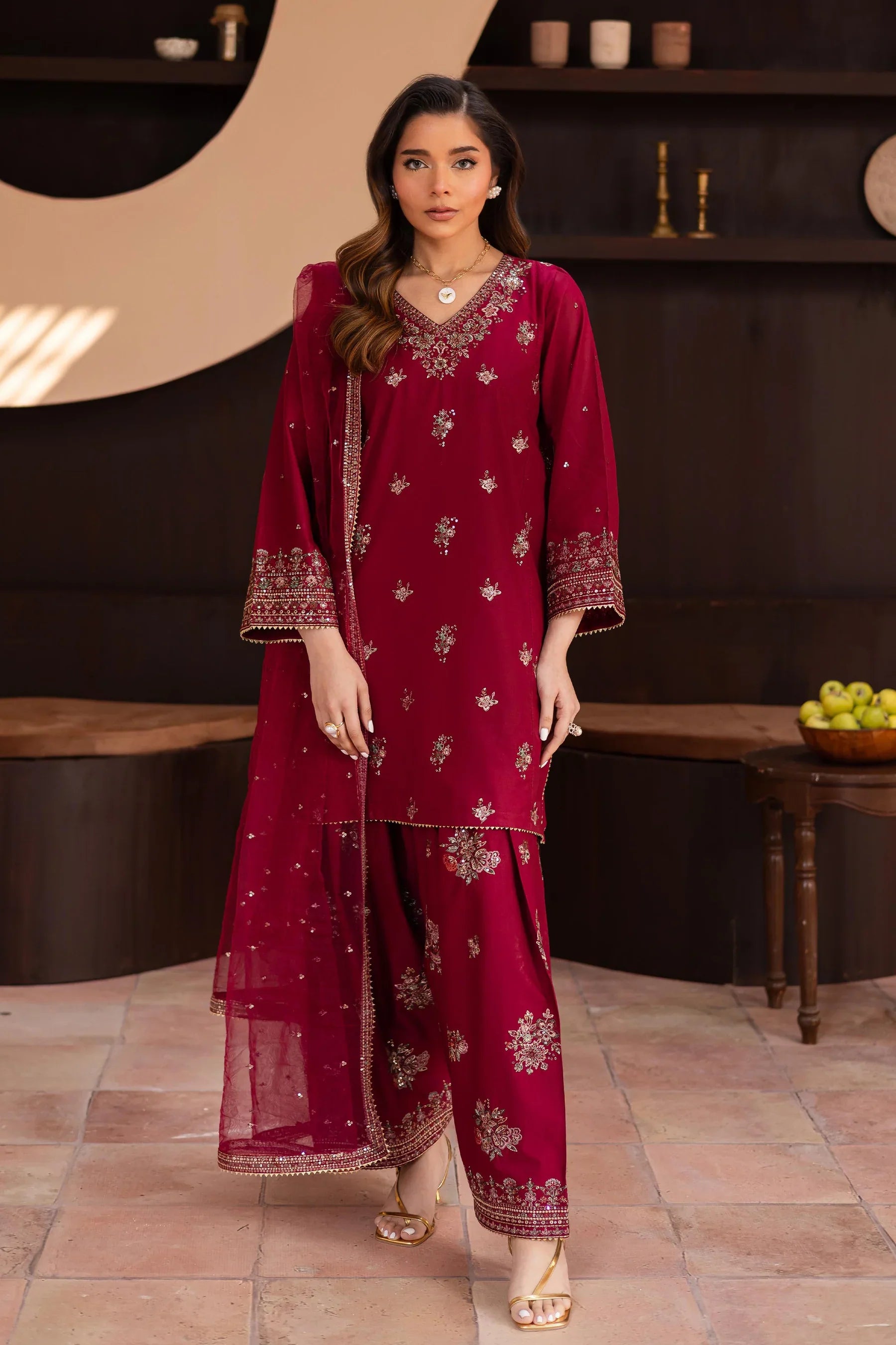 Shazneen 3Pc Embroidered Dress