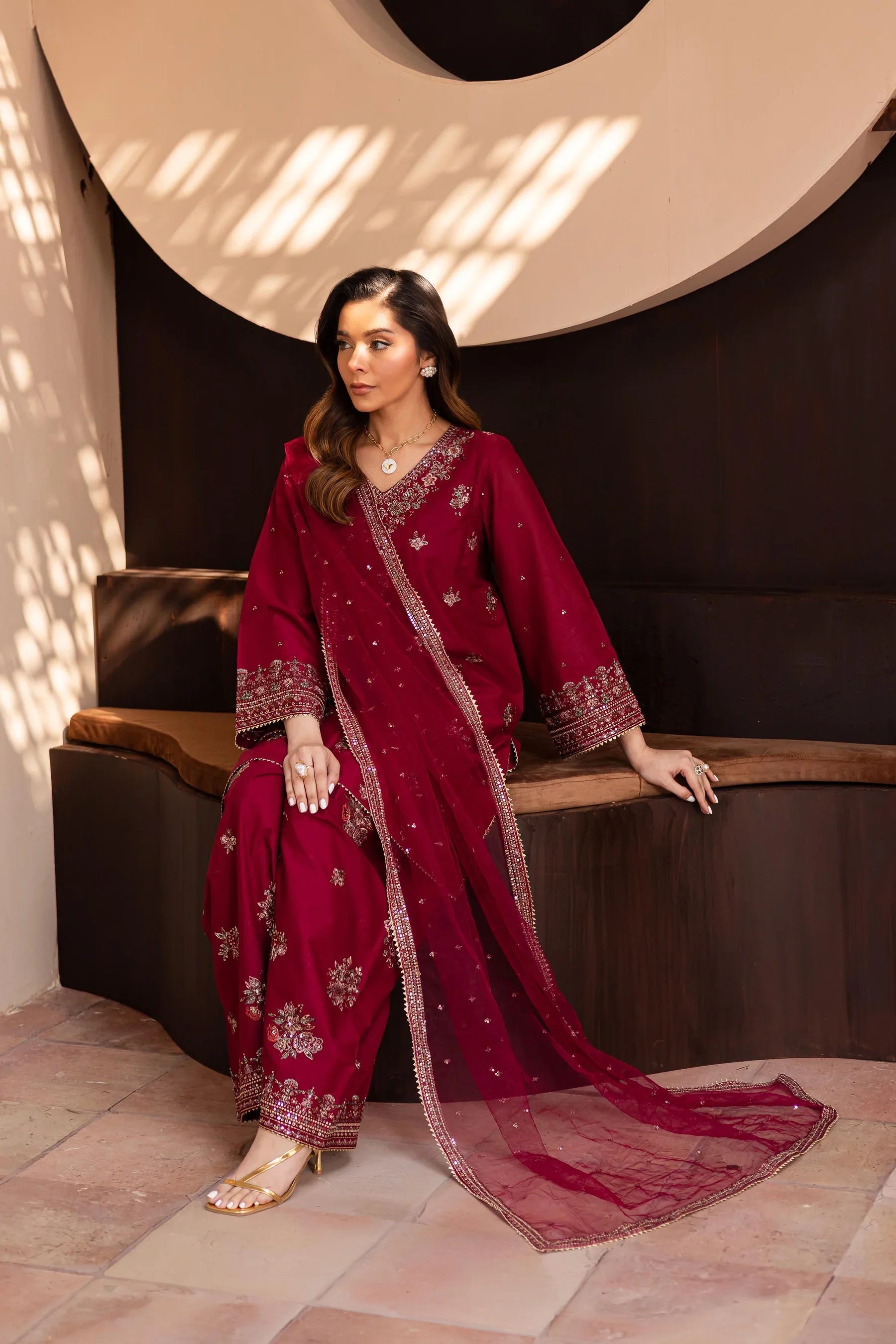 Shazneen 3Pc Embroidered Dress
