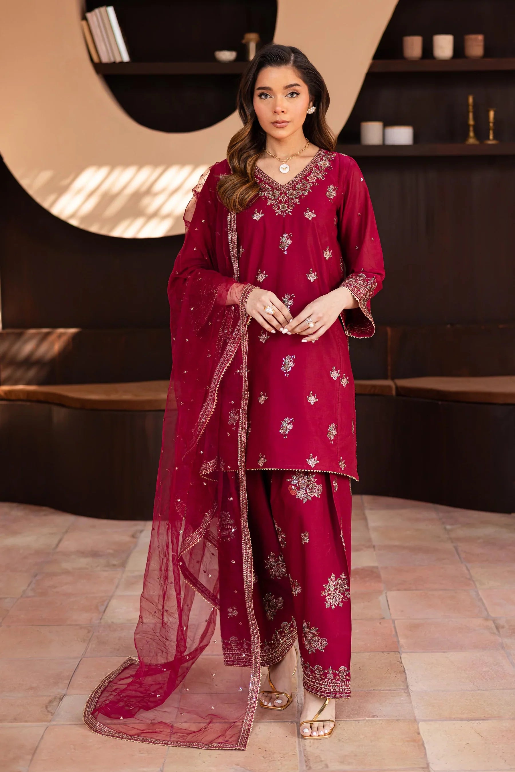 Shazneen 3Pc Embroidered Dress