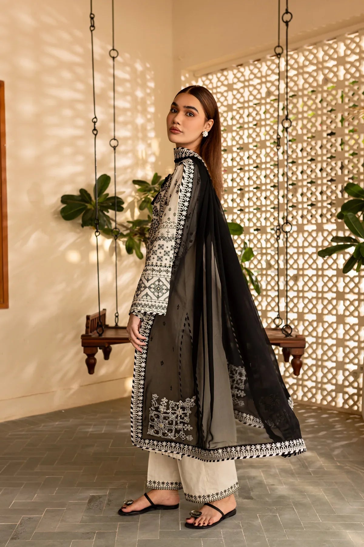 White Jewel 3Pc Embroidered Dress