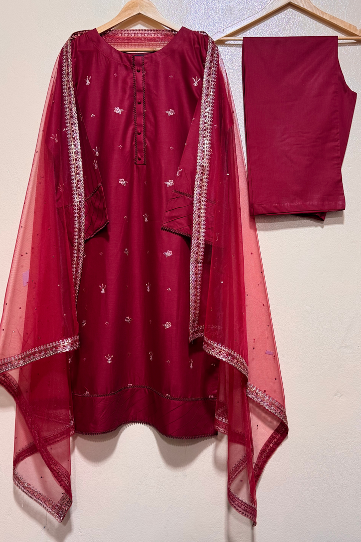 Best Selling - Ruby Mist 3Pc Embroidered Lawn Dress