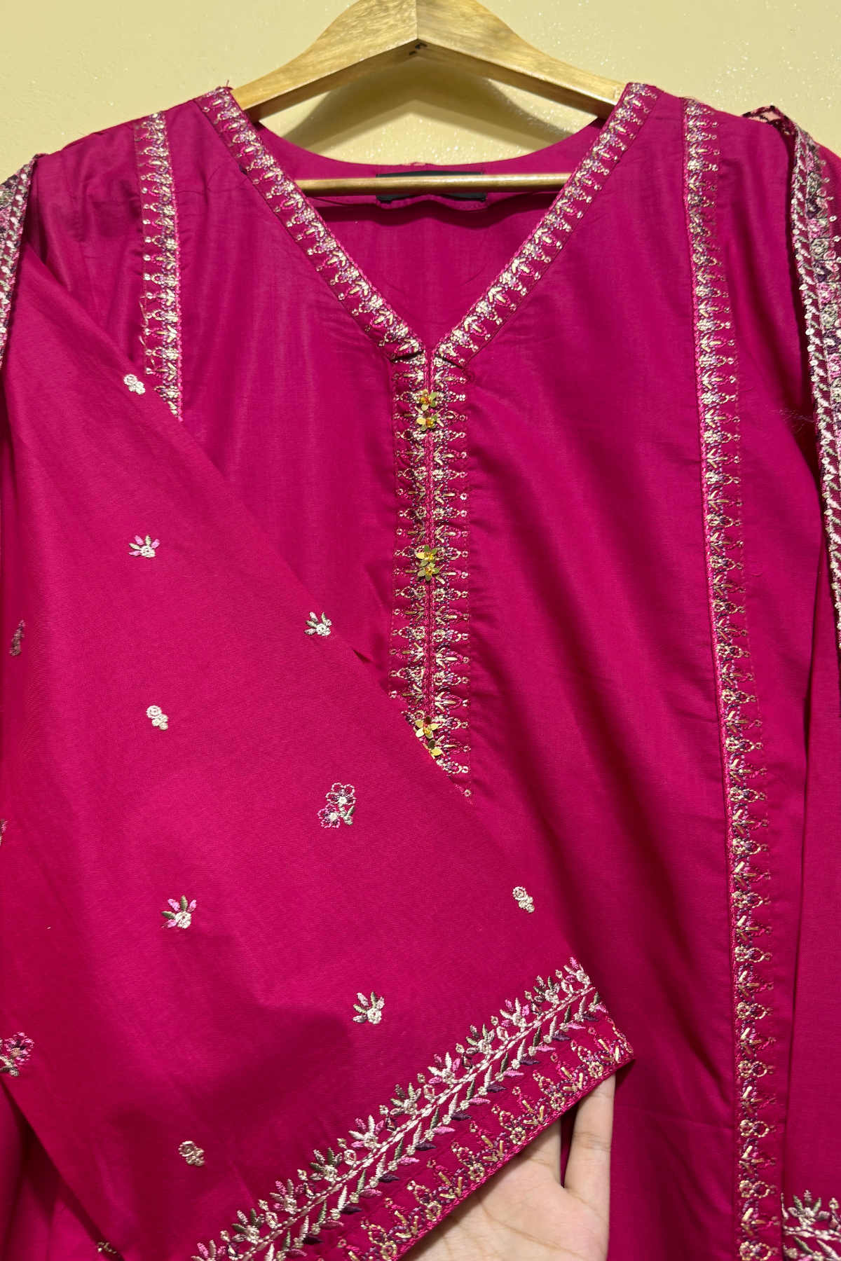 Berry Blush 3Pc Embroidered Lawn Dress