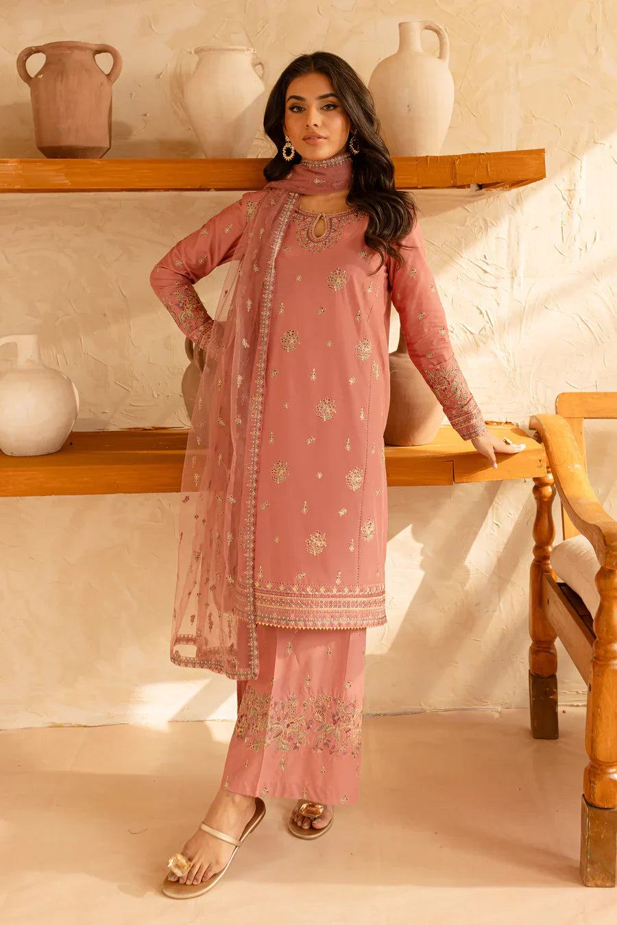 Bahar 3Pc Embroidered Dress
