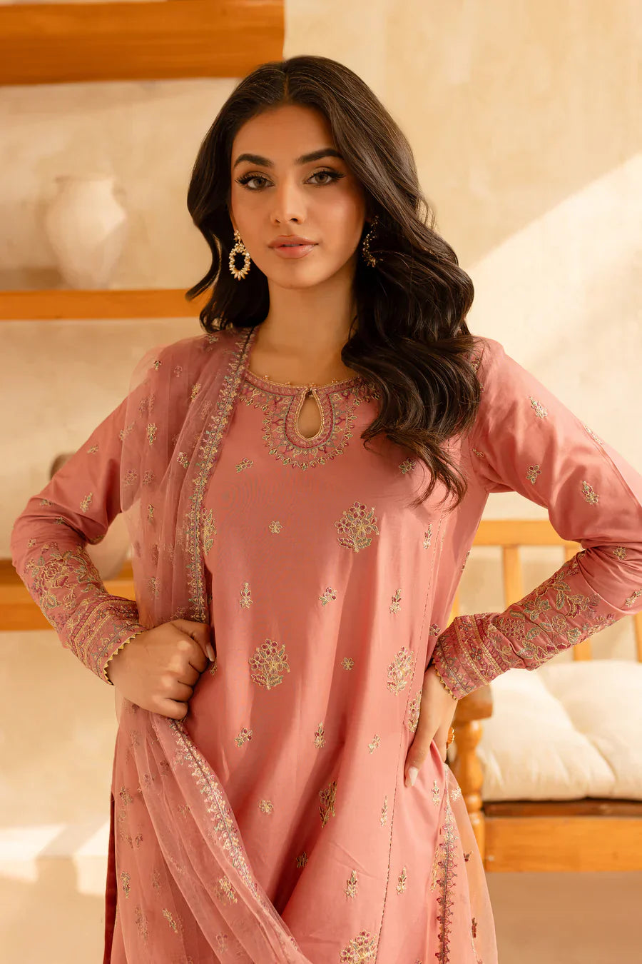 Bahar 3Pc Embroidered Dress