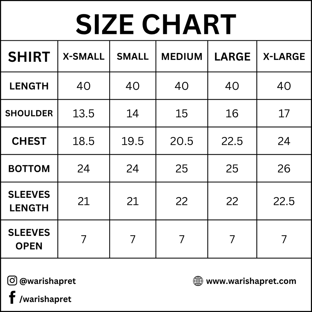 Product Size Chart