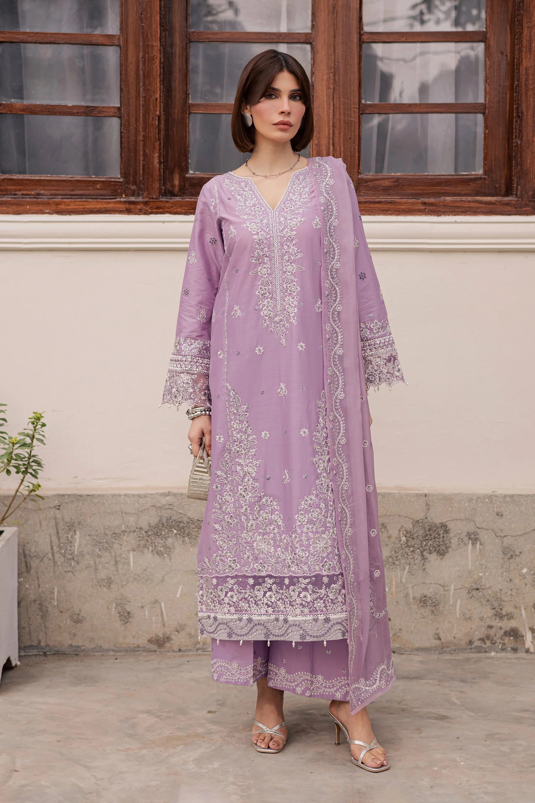 Banafsh 3Pc Festive Embroidered Dress
