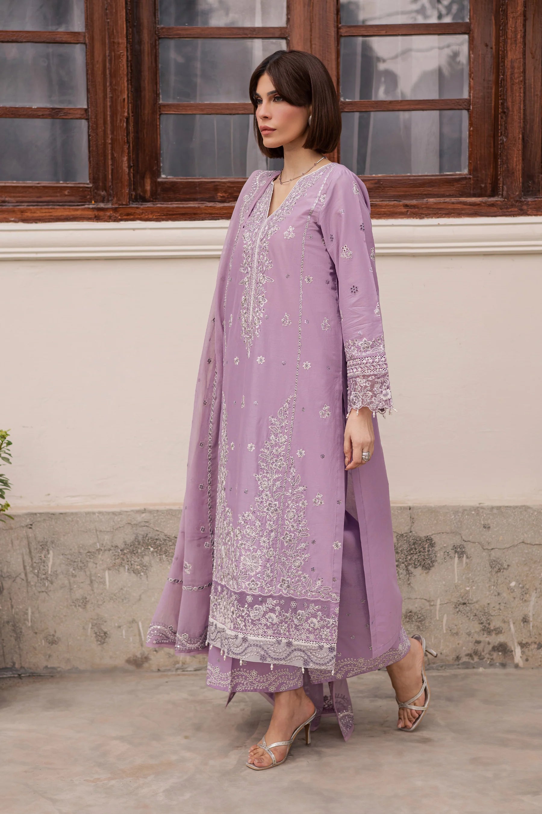 Banafsh 3Pc Festive Embroidered Dress