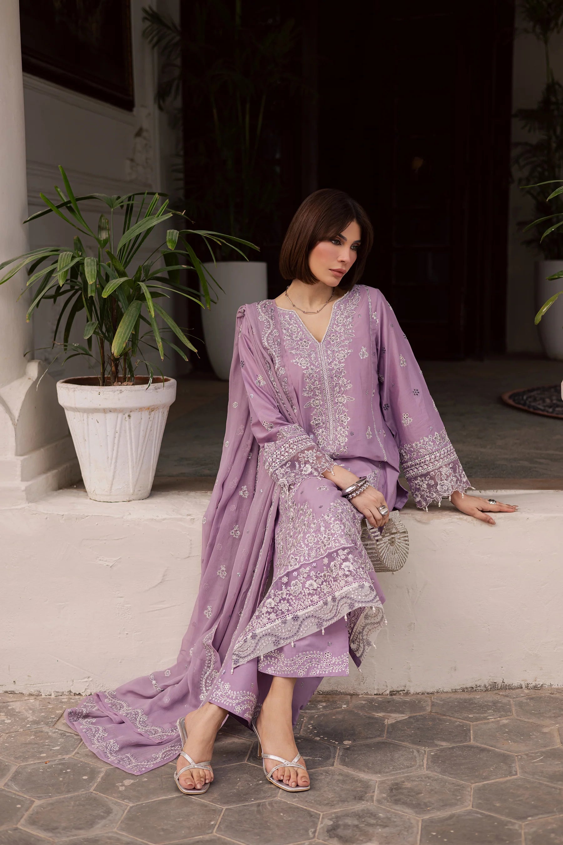 Banafsh 3Pc Festive Embroidered Dress