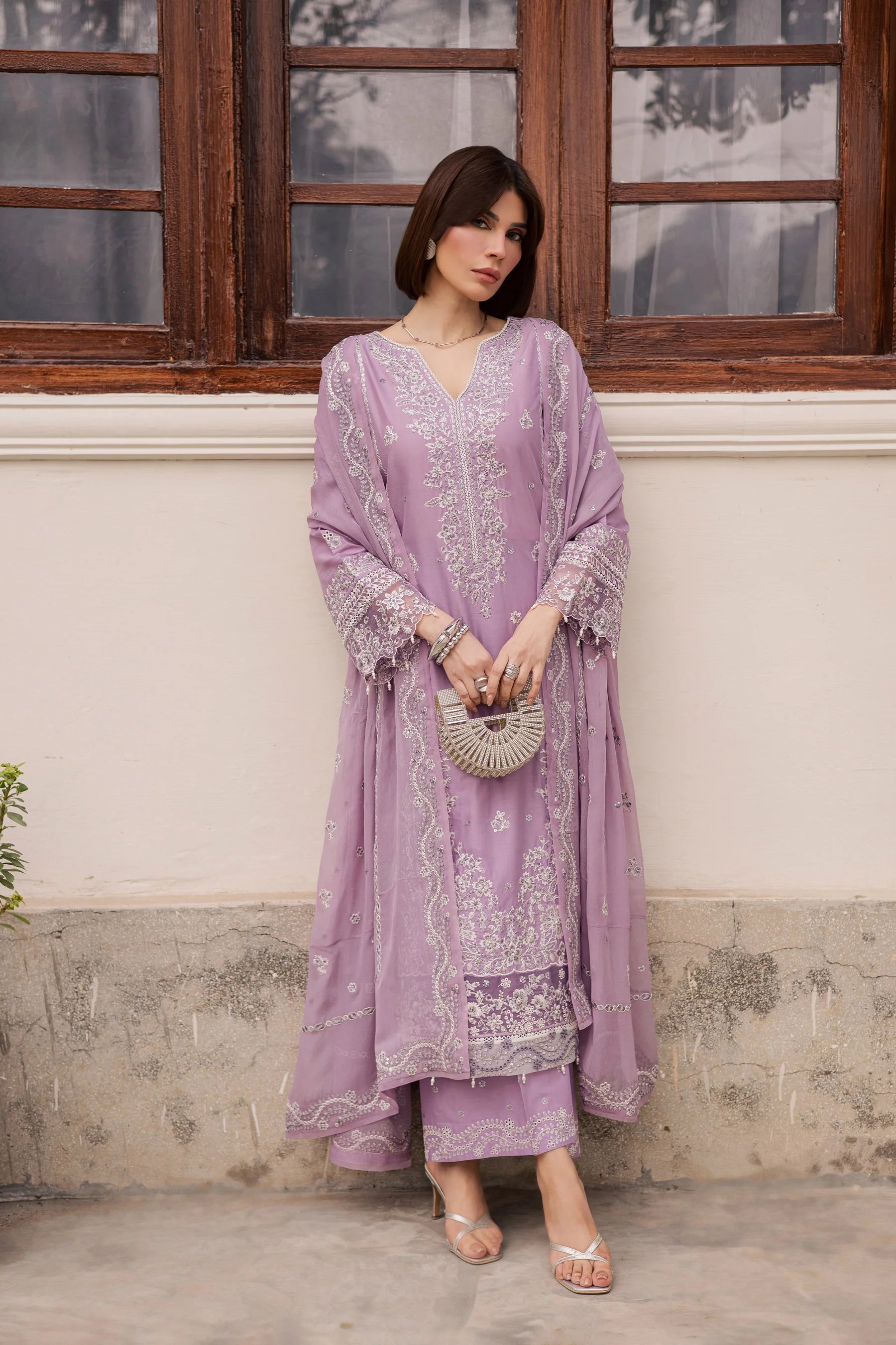 Banafsh 3Pc Festive Embroidered Dress