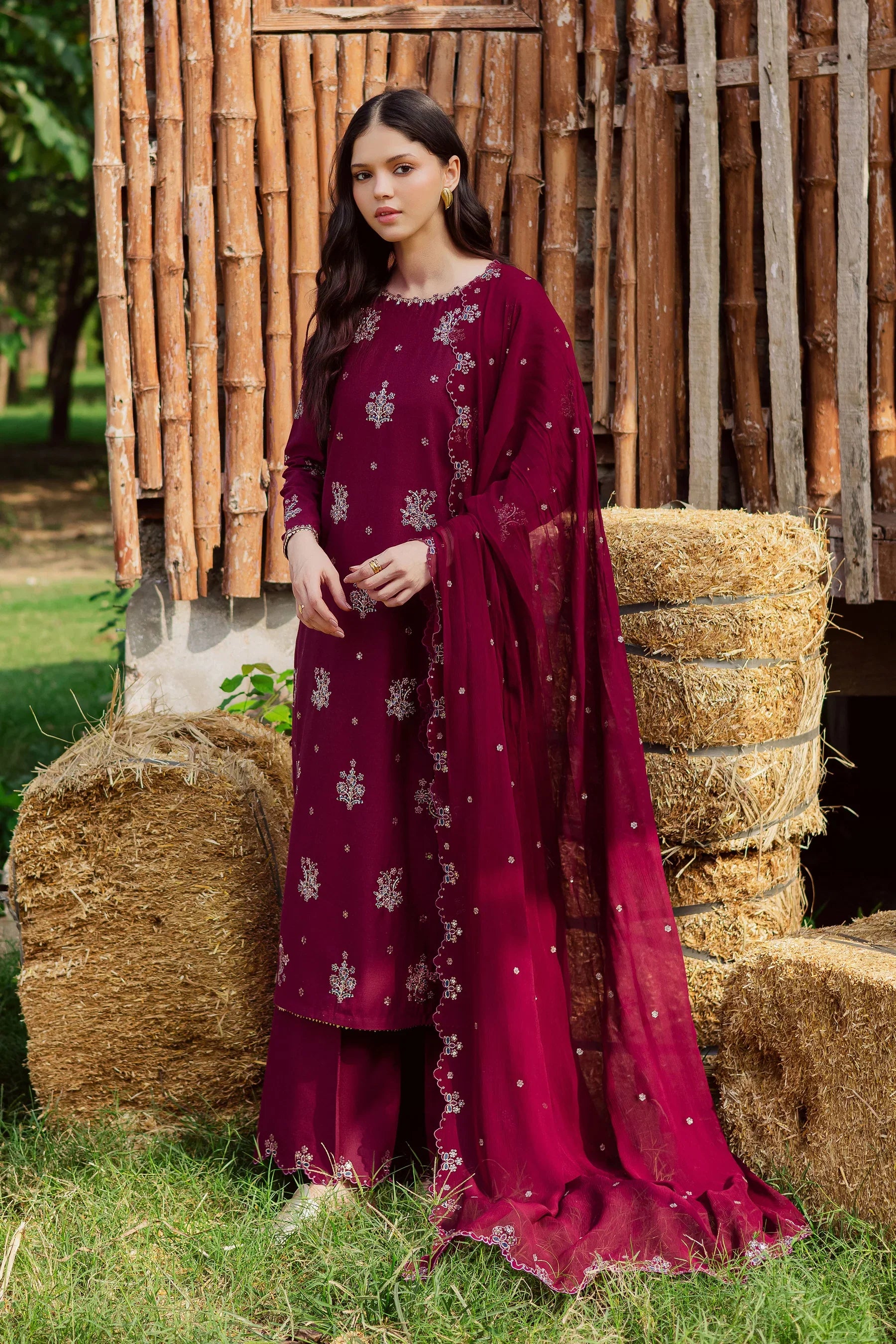 Bells 3Pc Embroidered Dress