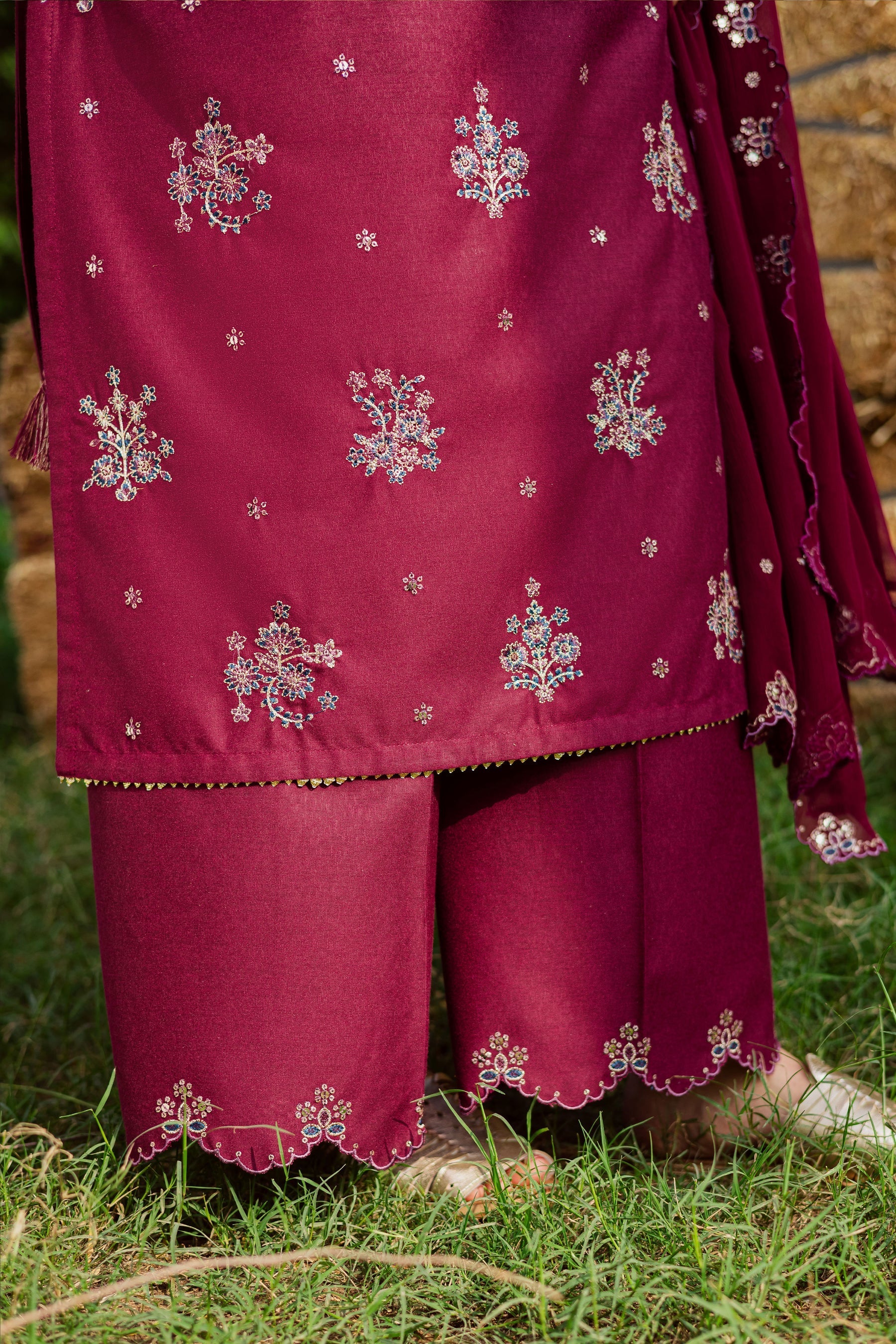 Bells 3Pc Embroidered Dress