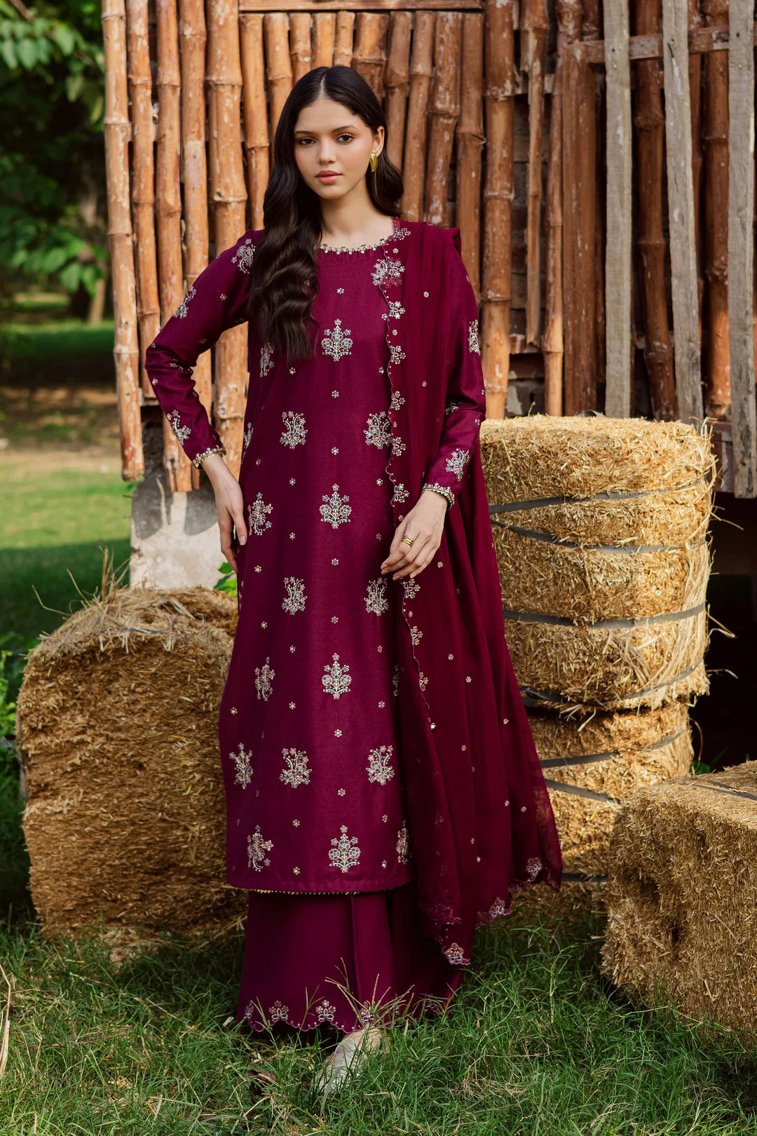 Best Selling - Bells 3Pc Embroidered Dress - Warisha Pret